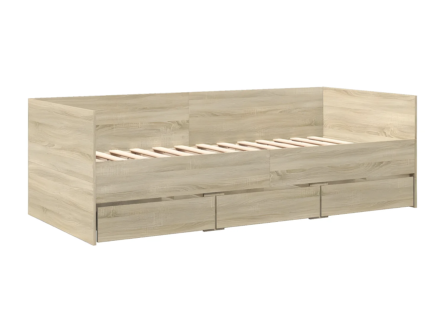 Sofá-cama com gavetas derivados de madeira carvalho sonoma