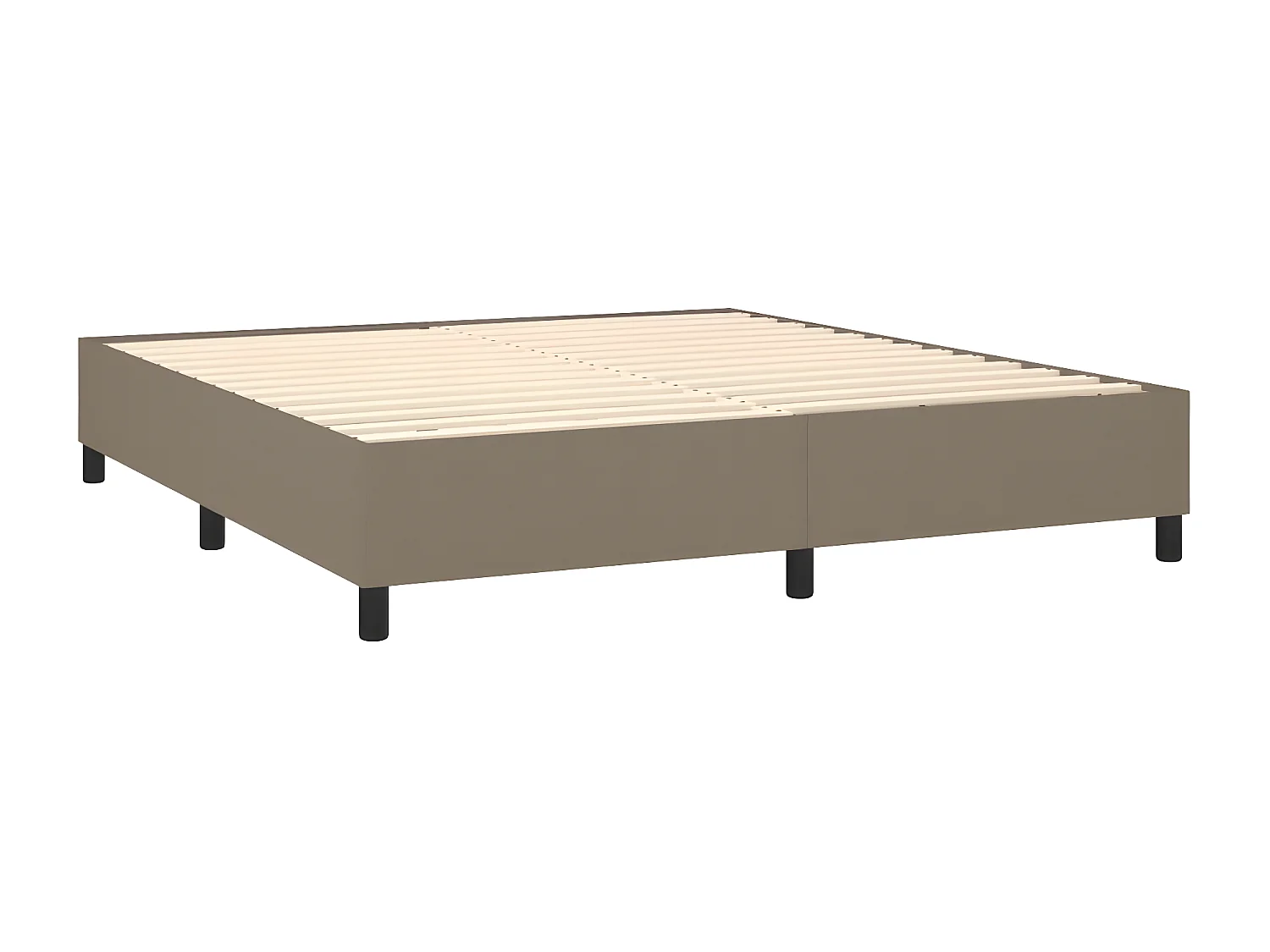 Cama box spring con colchón tela gris taupe 180x200 cm