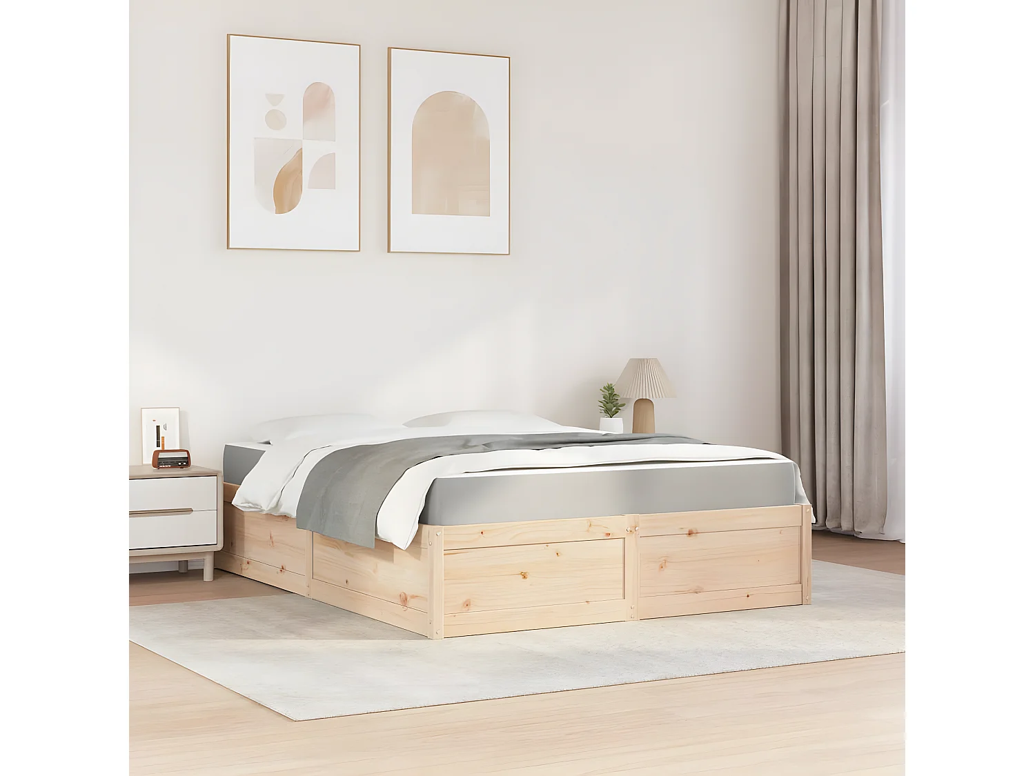 Cama con colchón madera maciza de pino 140x200 cm