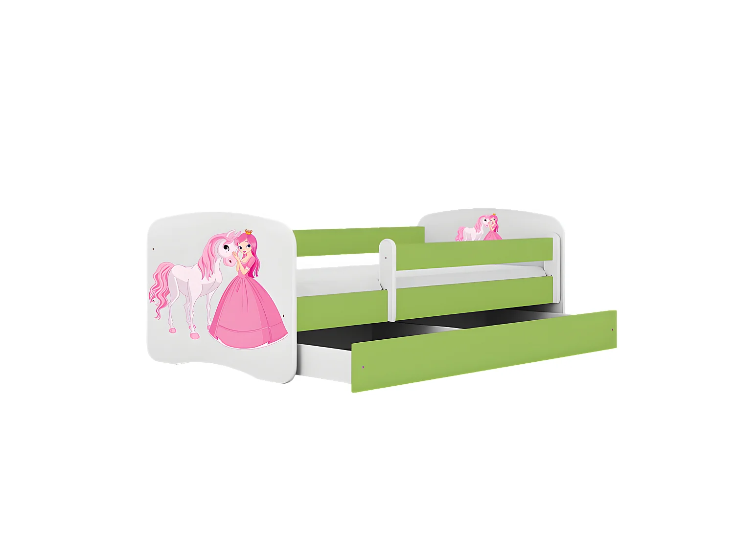 Babydreams cama princesa caballo verde sin cajón sin colchón 160/80