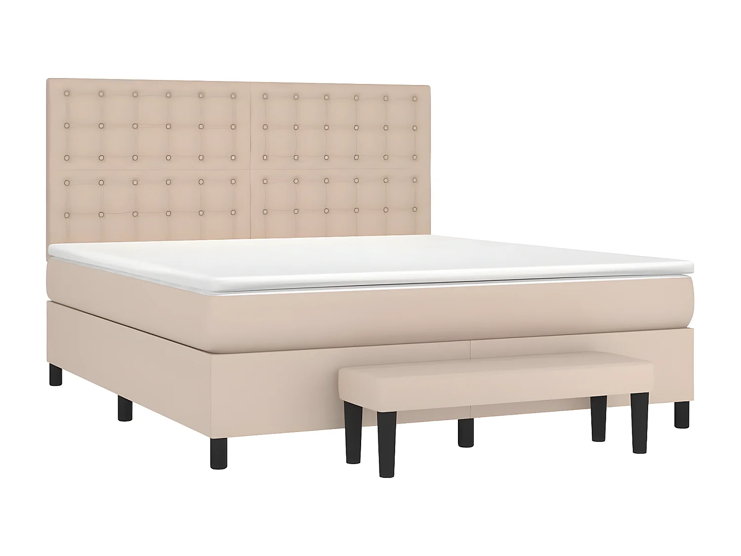 Cama box spring con colchón cuero sintético capuchino 160x200cm