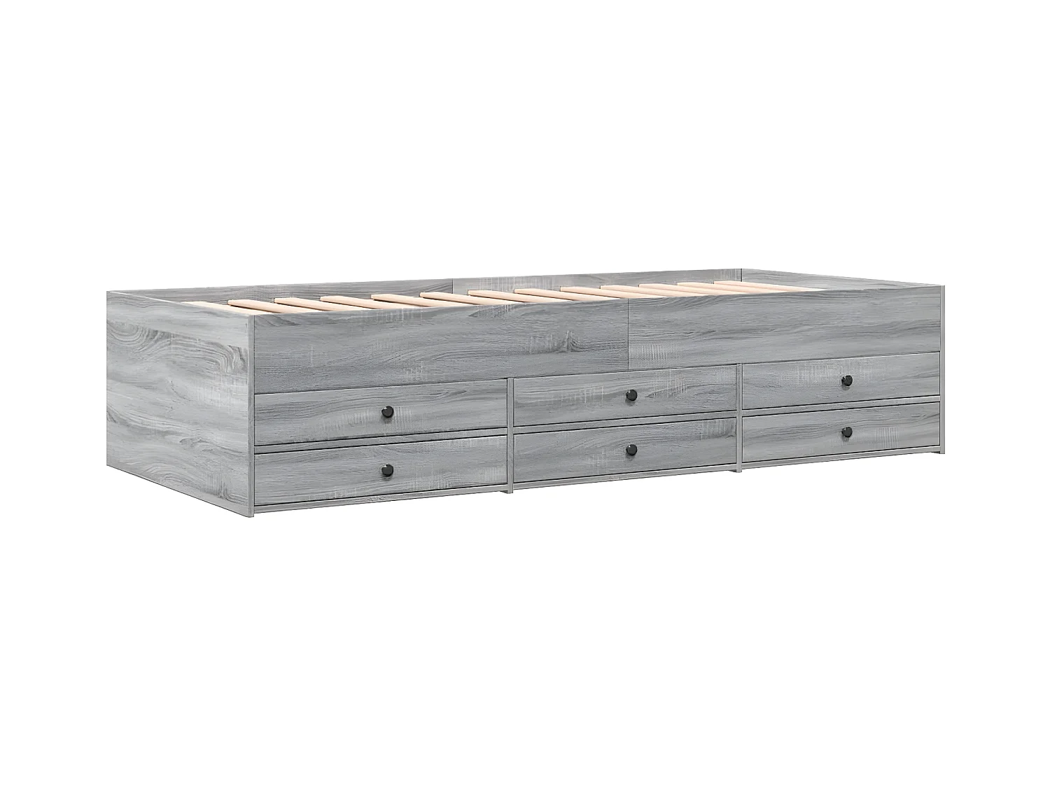 Tumbona con cajones madera ingeniería gris Sonoma 90x190 cm