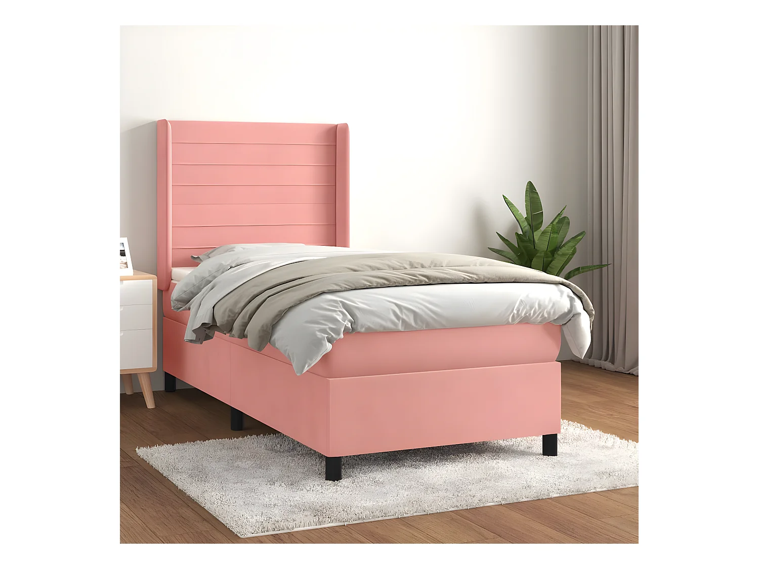 Lit à sommier tapissier avec matelas Rose 90x190 cm Velours