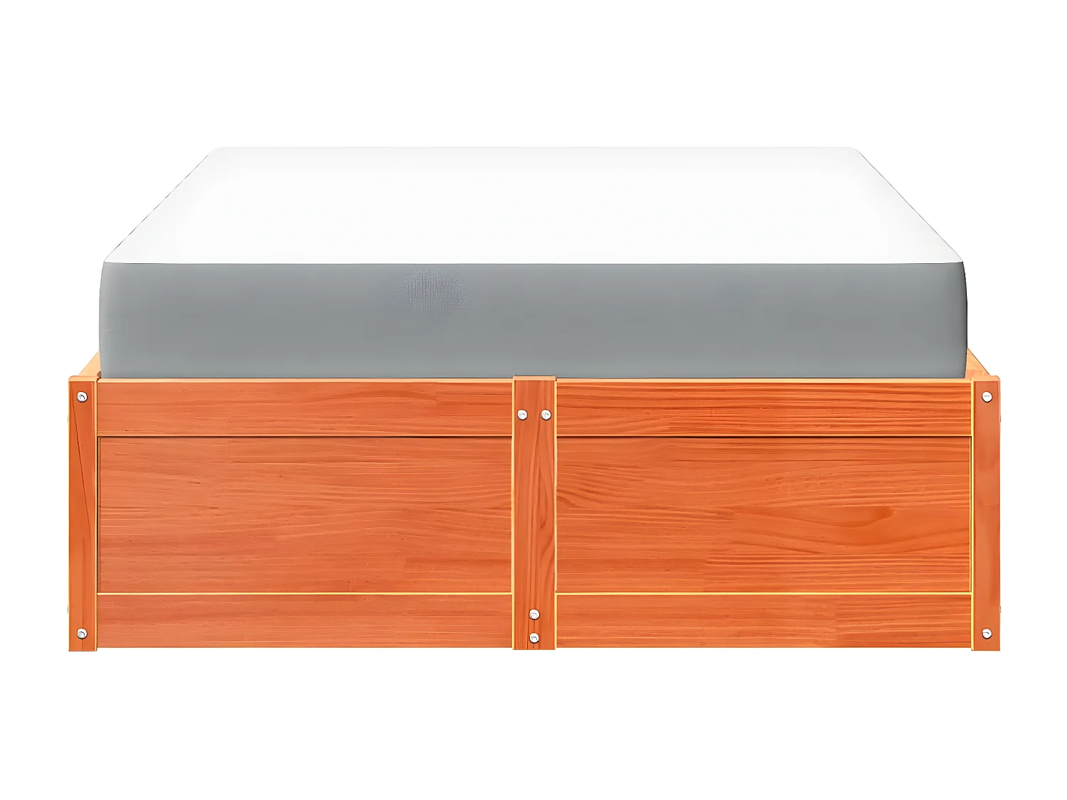 Cama con colchón madera maciza de pino marrón cera 140x190 cm