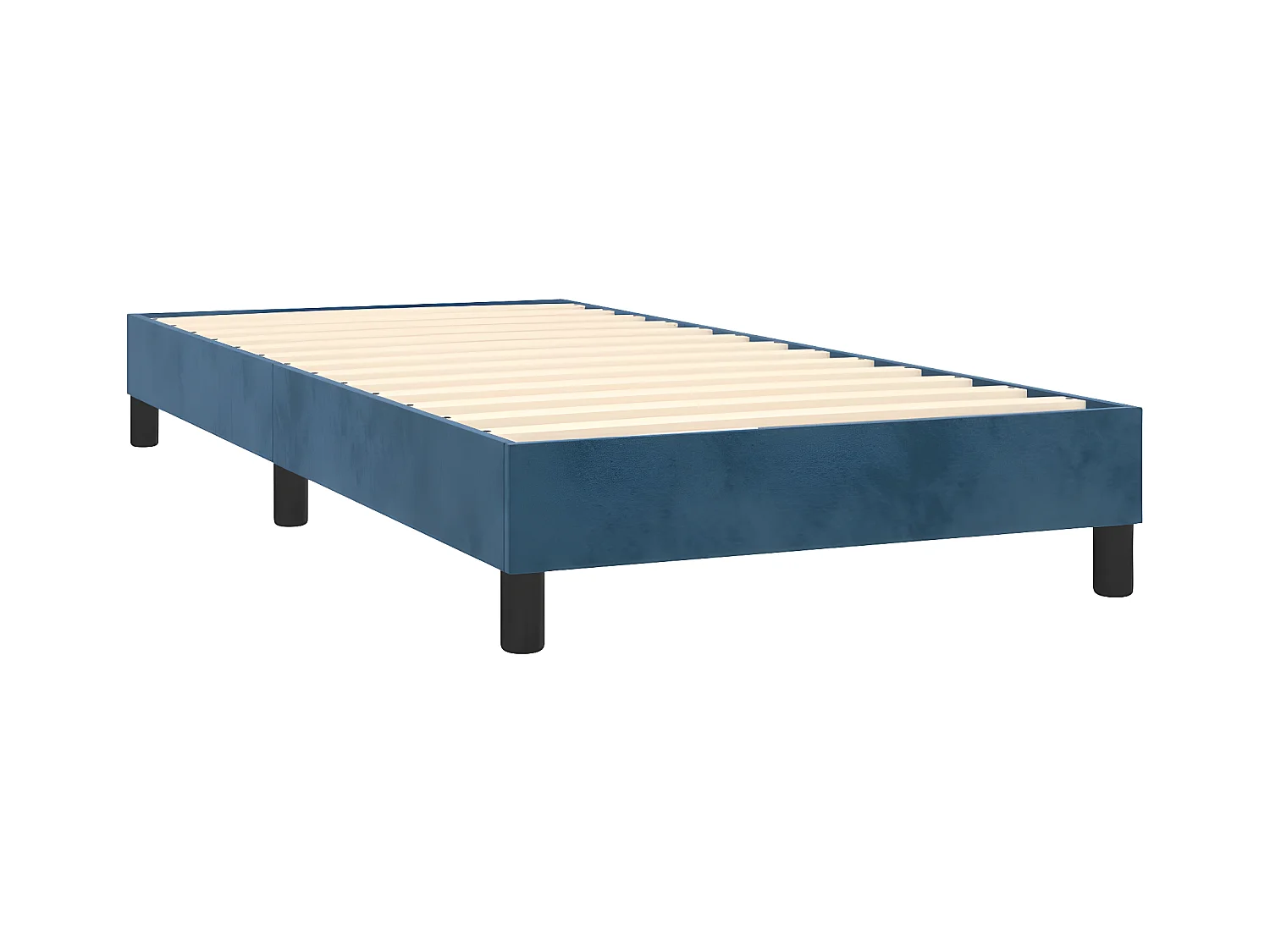 Cama box spring con colchón terciopelo azul oscuro 100x200 cm