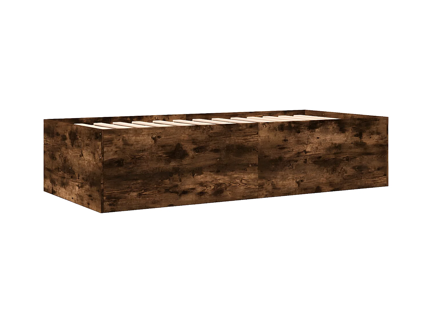 Tumbona con cajones madera ingeniería roble ahumado 90x190 cm