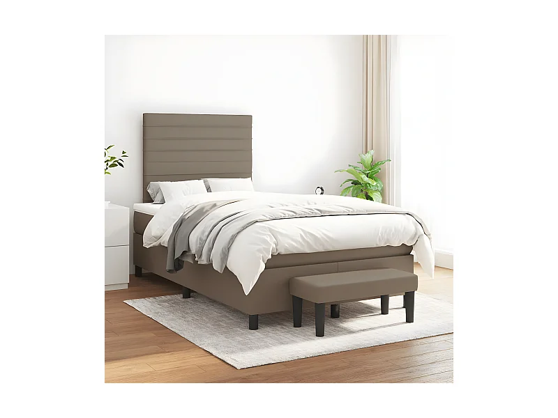 Cama com molas/colchão 120x200 cm tecido castanho-acinzentado