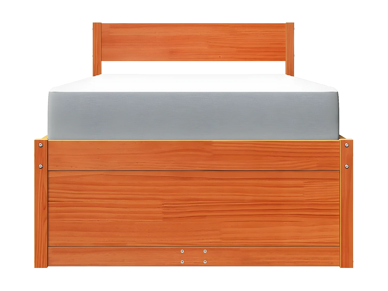 Lit avec tiroirs/matelas cire marron 100x200 cm bois massif pin