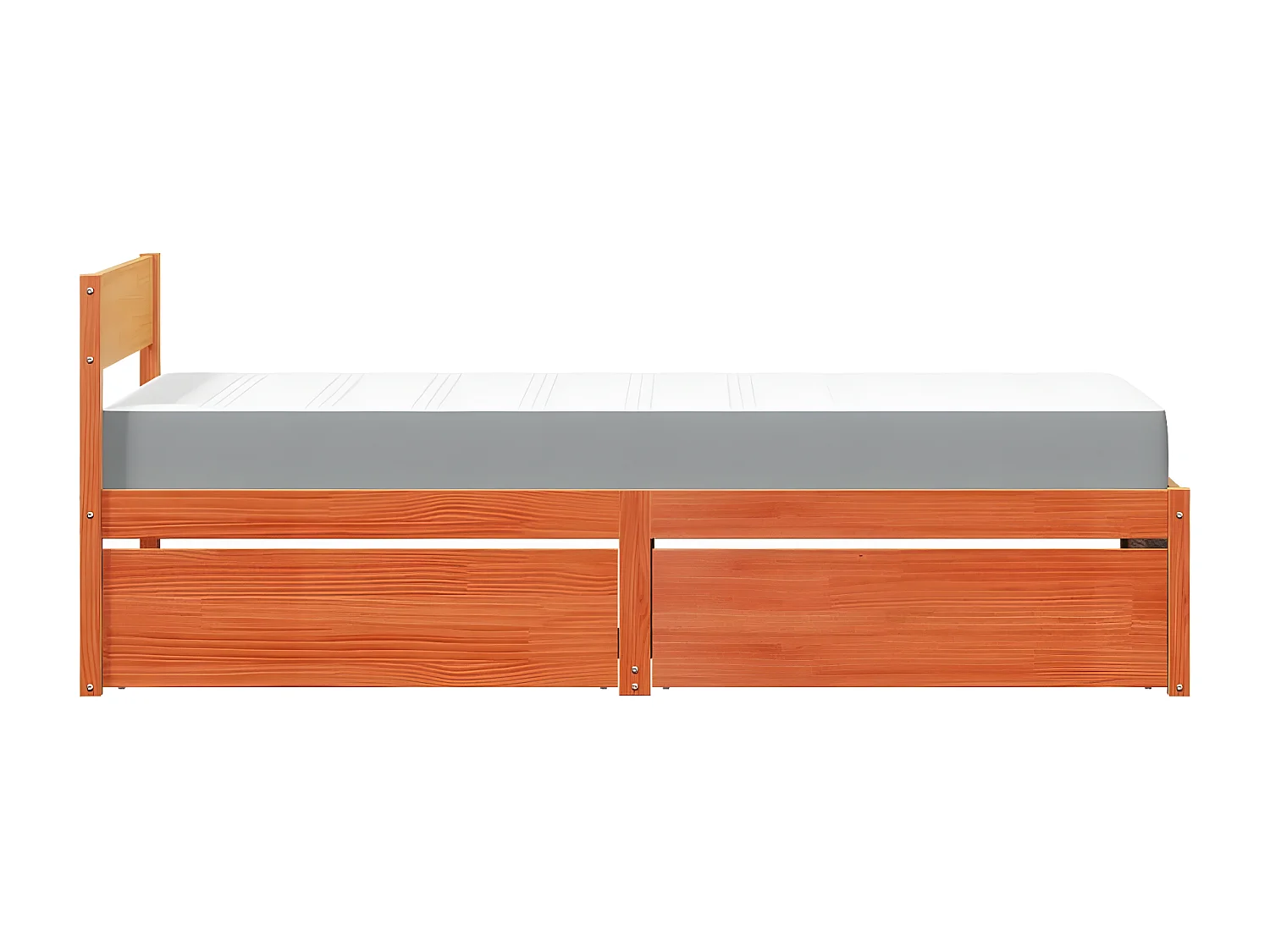 Lit avec tiroirs/matelas cire marron 100x200 cm bois massif pin