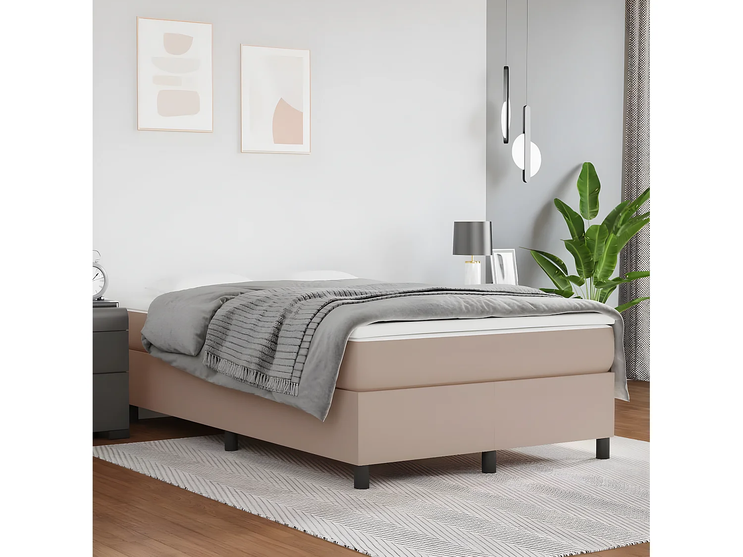 Cama com molas/colchão 120x200 cm couro artificial cappuccino