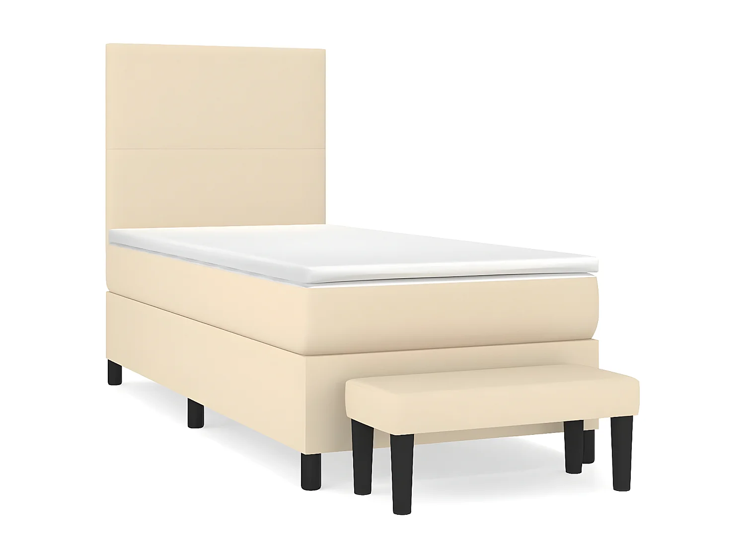 Cama com molas/colchão 90x190 cm tecido cor creme