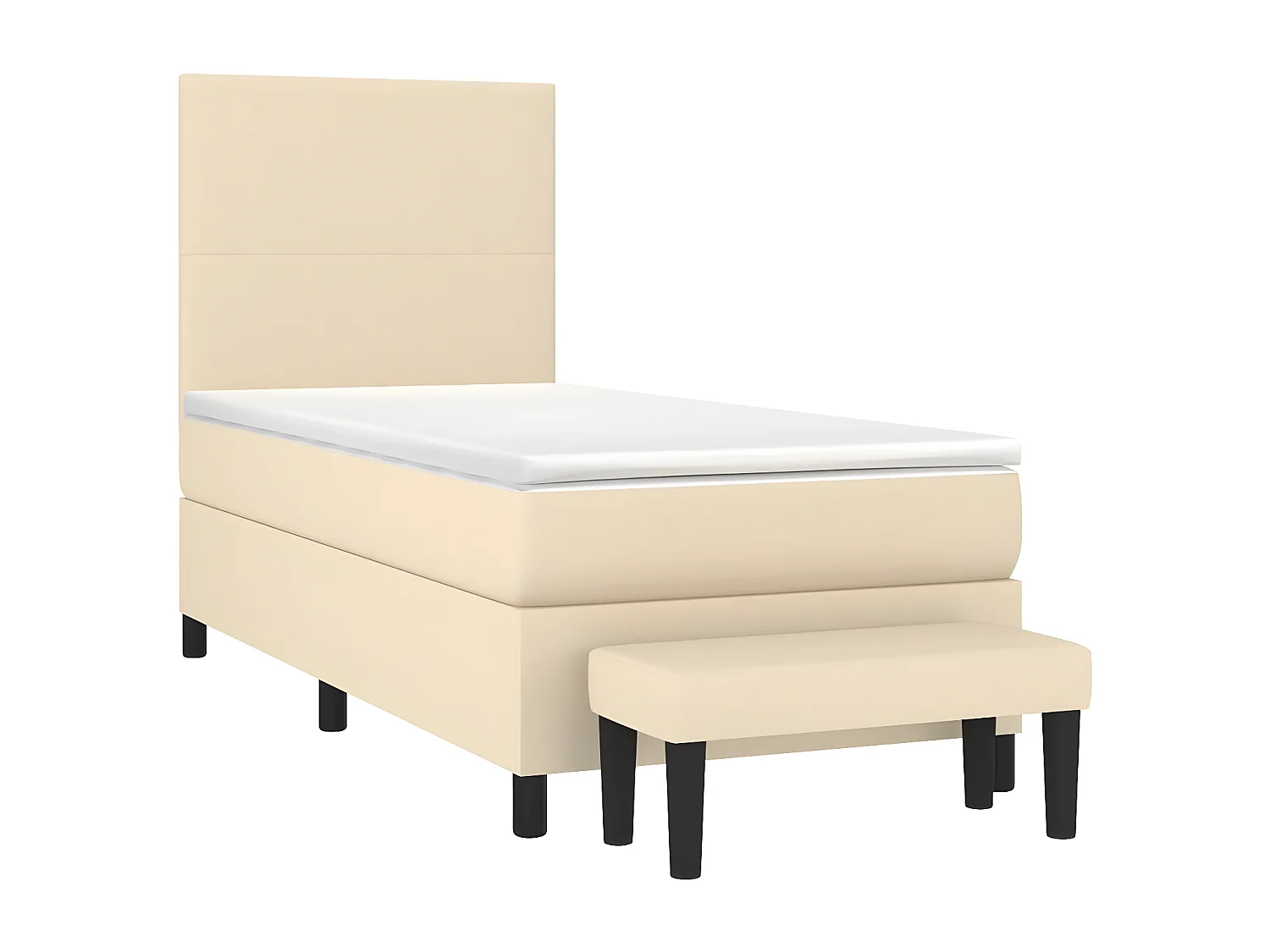 Cama com molas/colchão 90x190 cm tecido cor creme