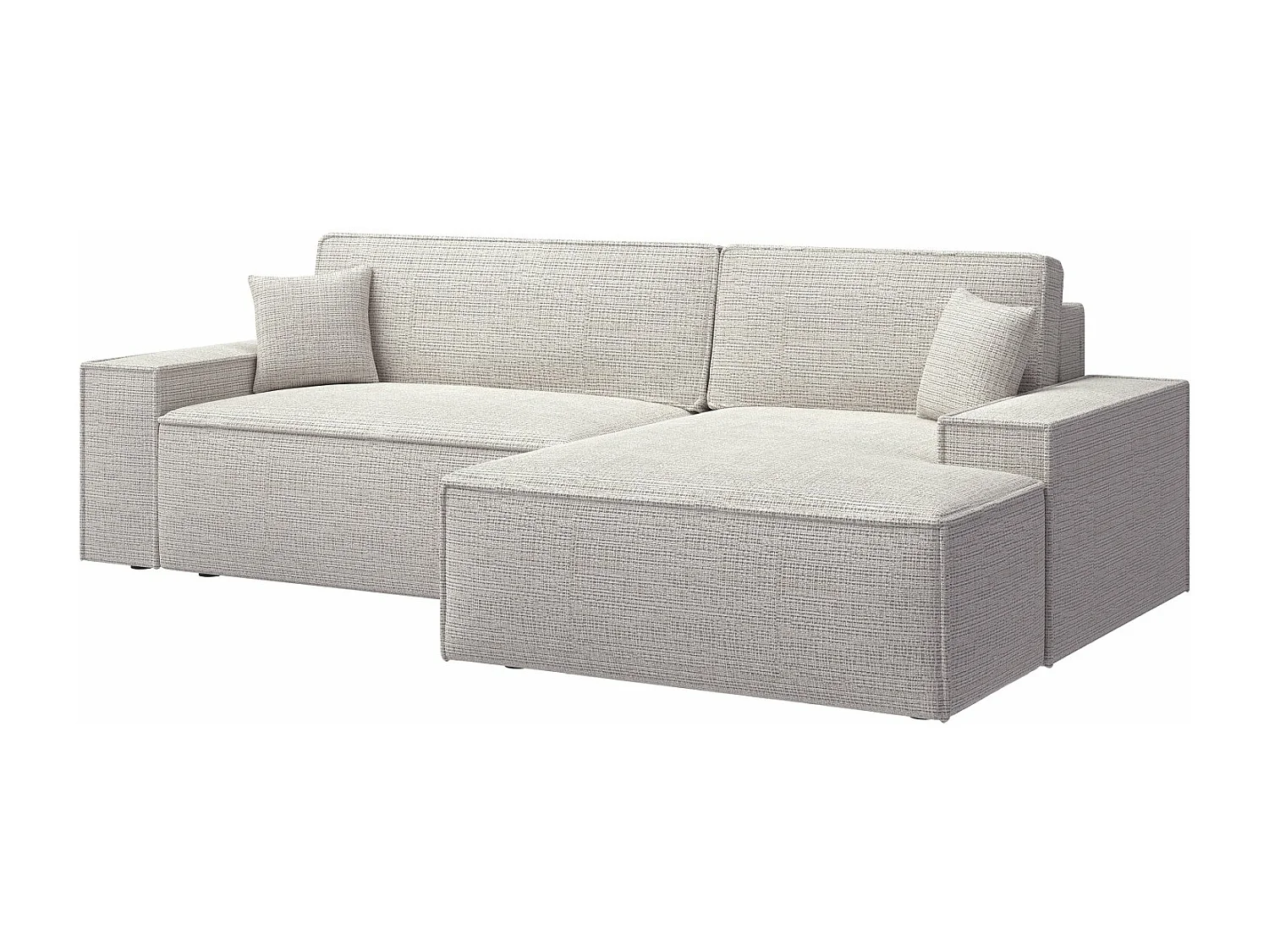 L-vormige hoekbank met slaapfunctie - chenillestof - beigegrijs - rechterkant - FARESE NIEUW