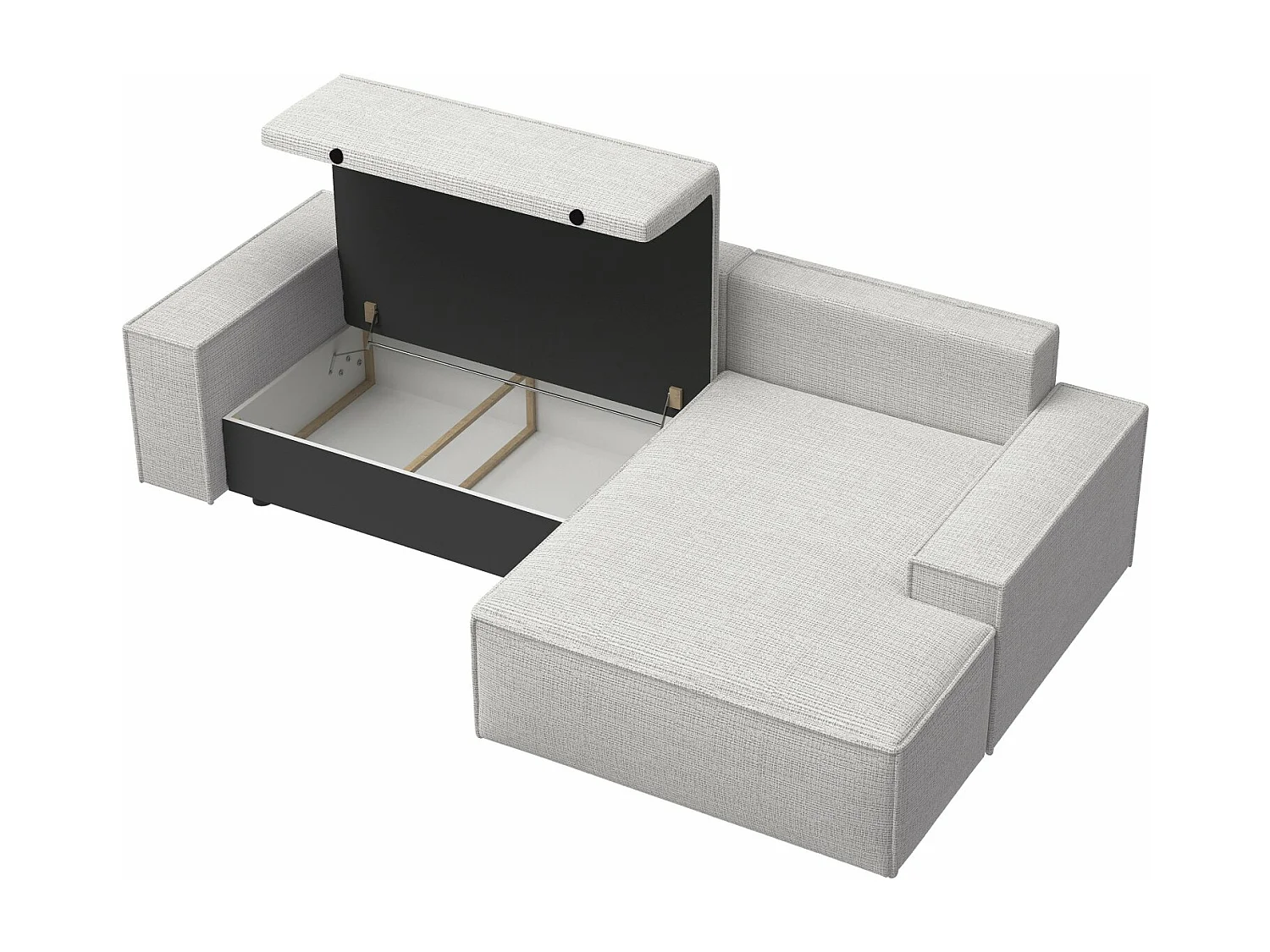 Canapé d'angle en forme de L avec fonction de couchage - tissu chenille - beige-gris - côté droit - FARESE NEW