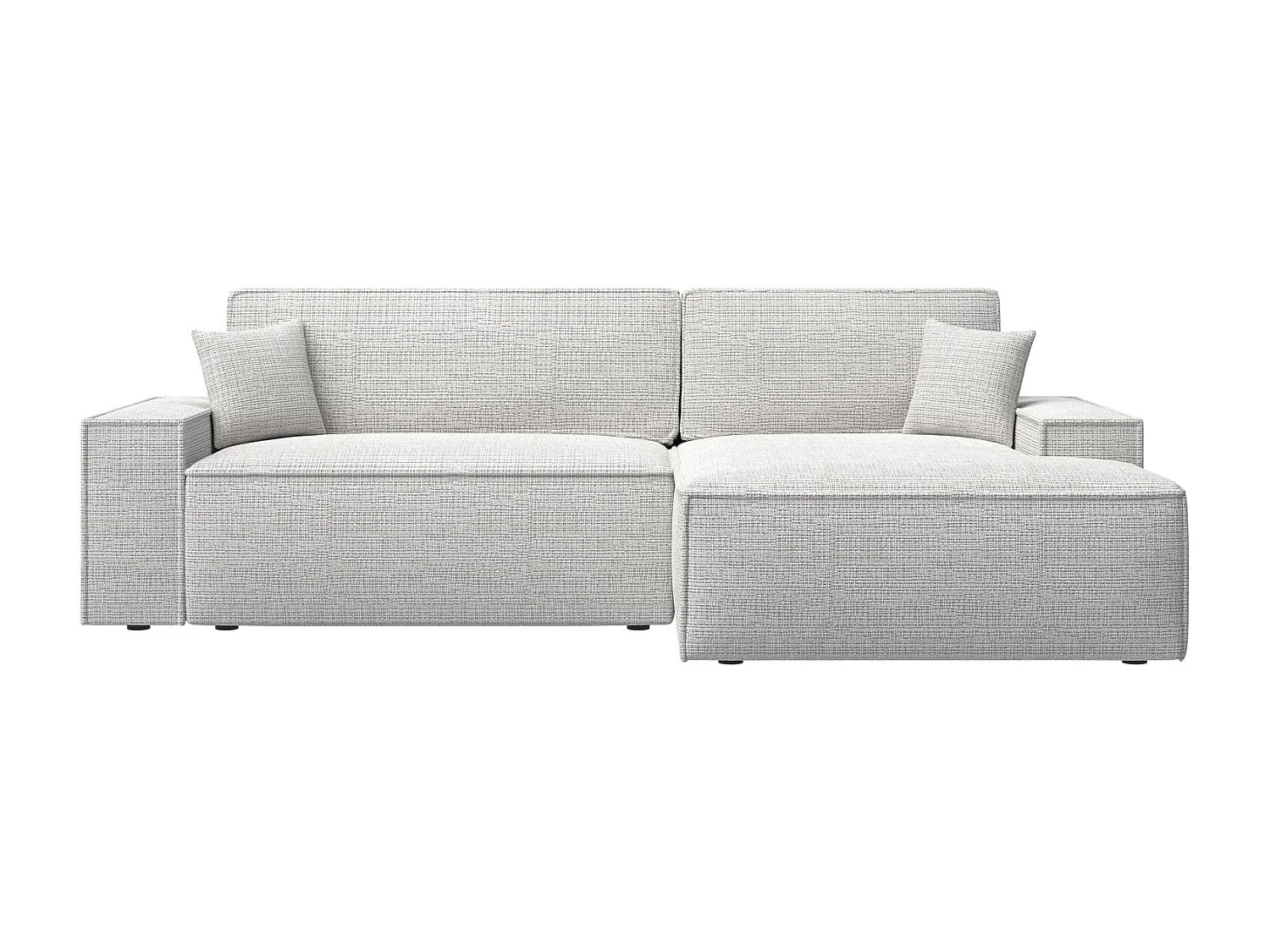 Canapé d'angle en forme de L avec fonction de couchage - tissu chenille - beige-gris - côté droit - FARESE NEW