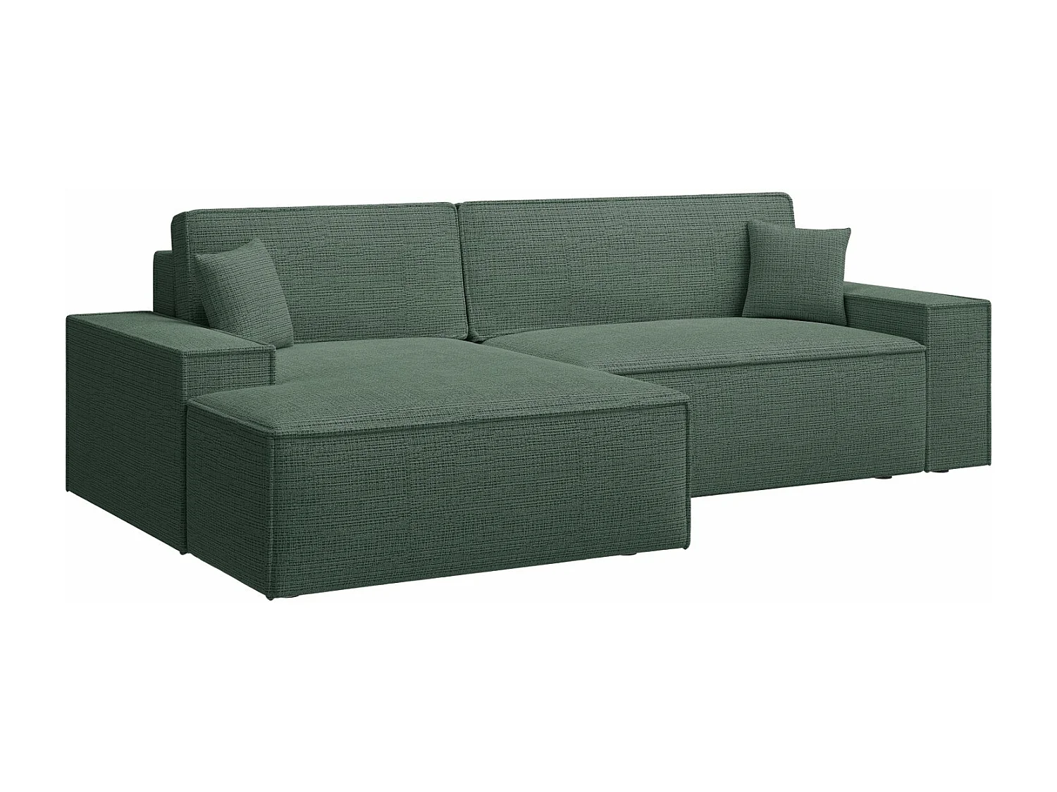 L-vormige hoekbank met slaapfunctie - chenillestof - salie - linkerzijde - FARESE NIEUW
