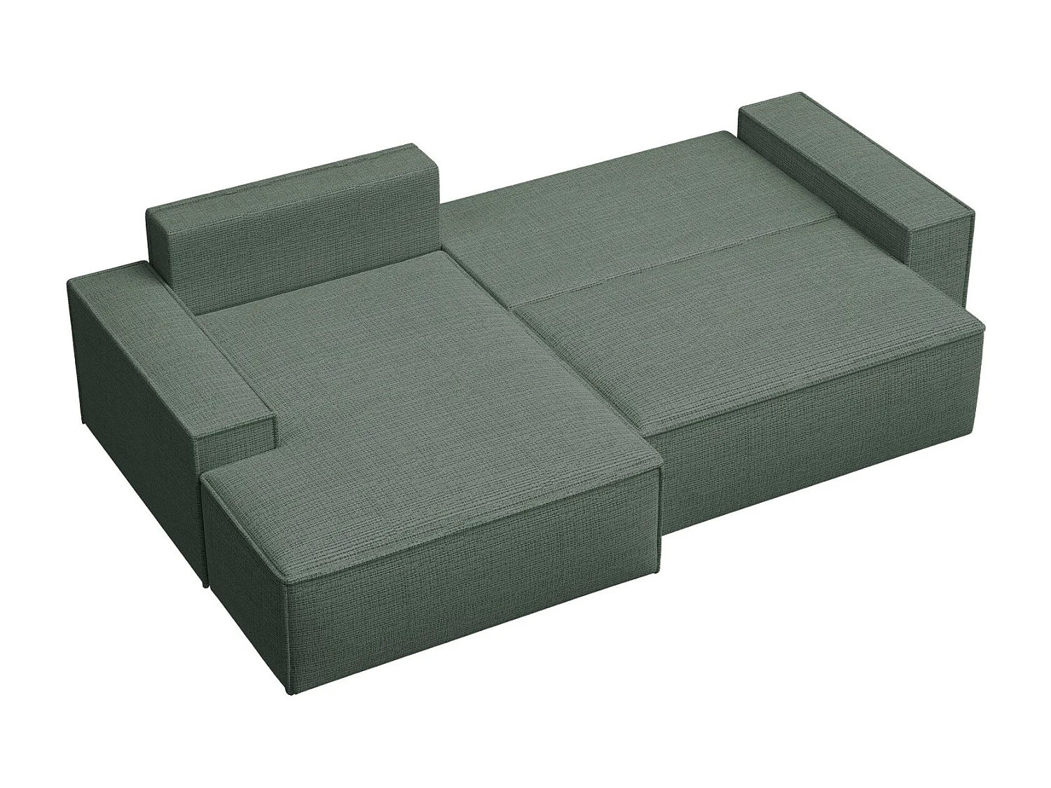 L-vormige hoekbank met slaapfunctie - chenillestof - salie - linkerzijde - FARESE NIEUW