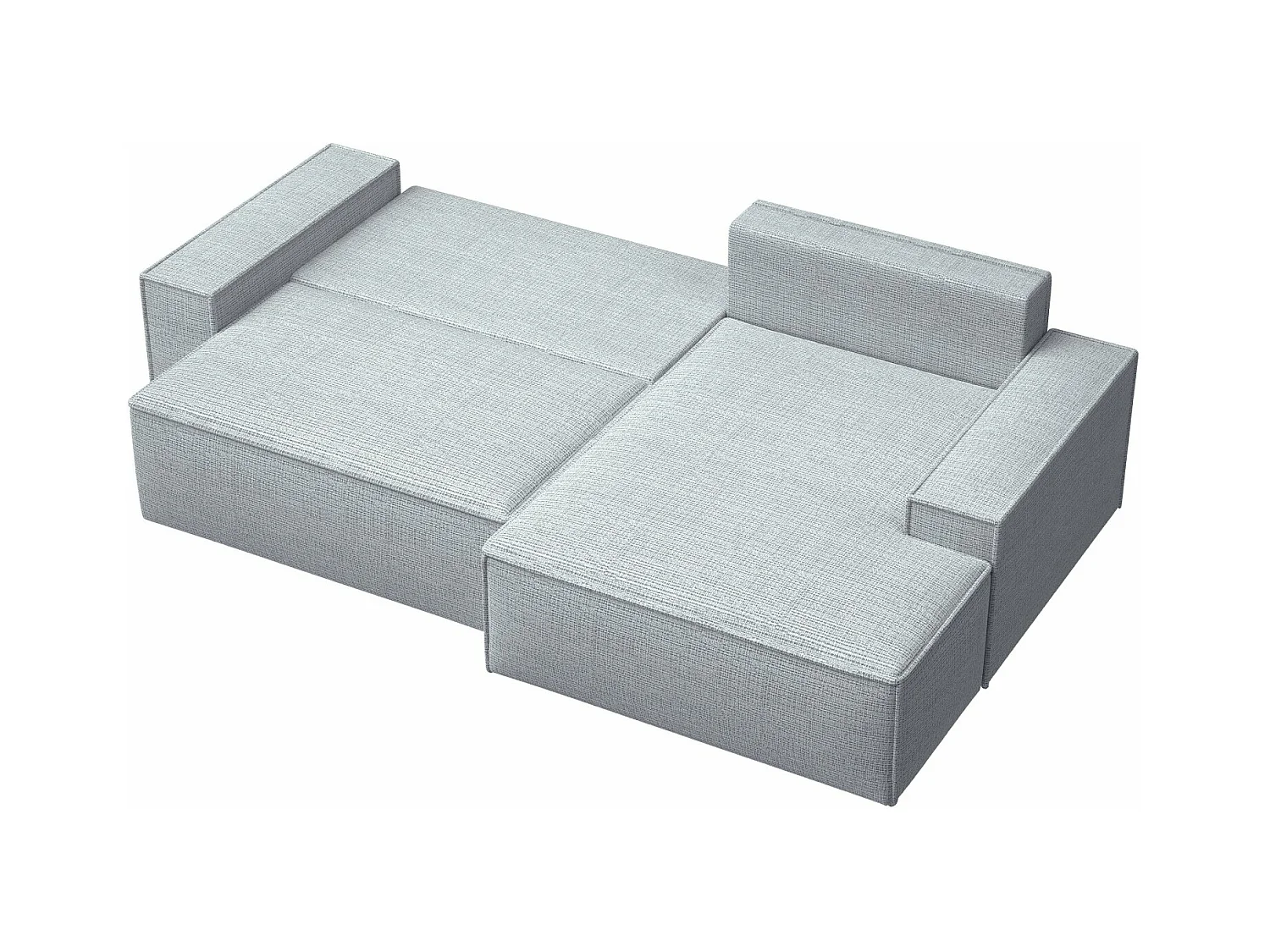 Canapé d'angle en forme de L avec fonction de couchage - tissu chenille - gris clair - côté droit - FARESE NEW