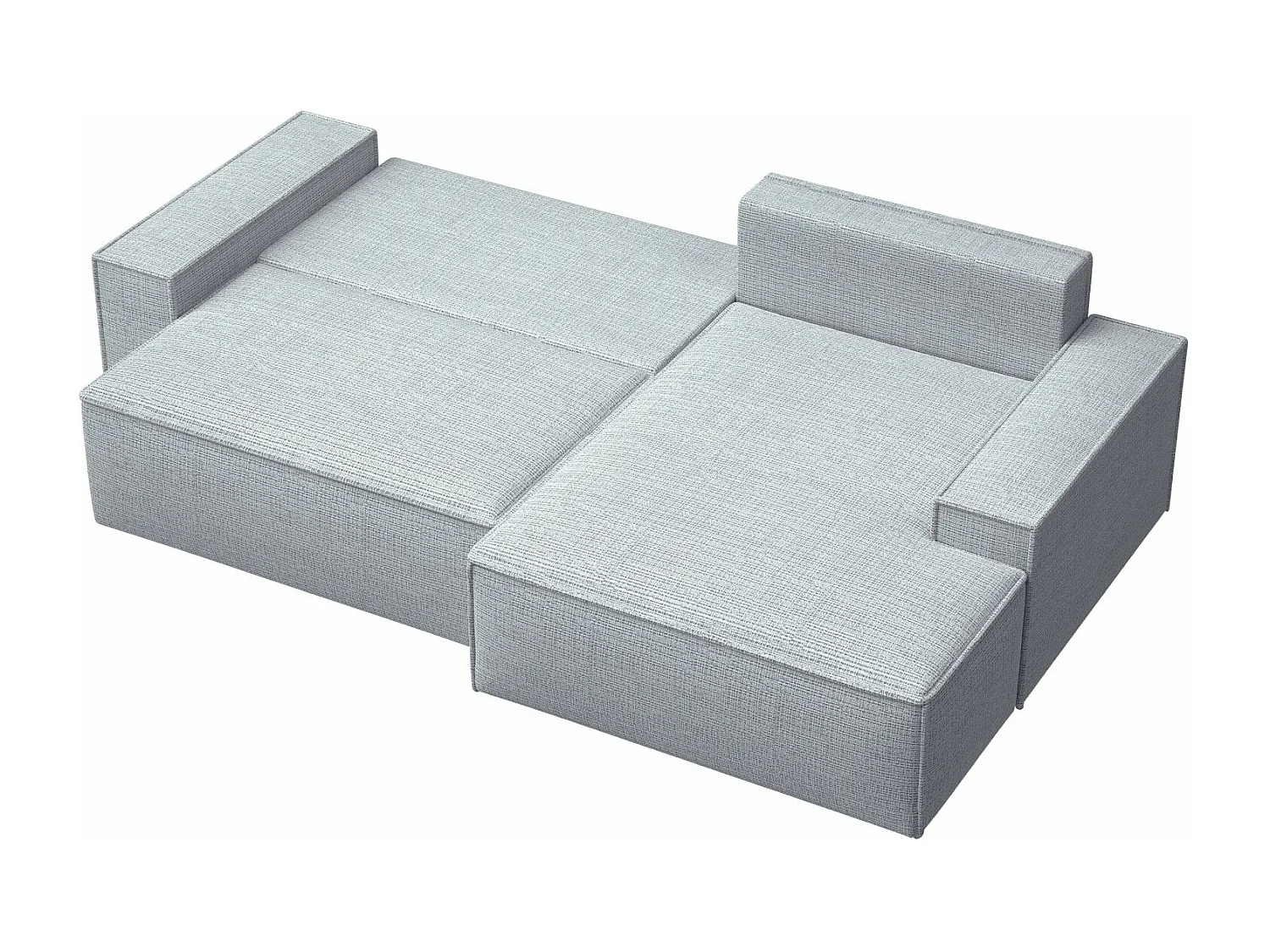 Canapé d'angle en forme de L avec fonction de couchage - tissu chenille - gris clair - côté droit - FARESE NEW