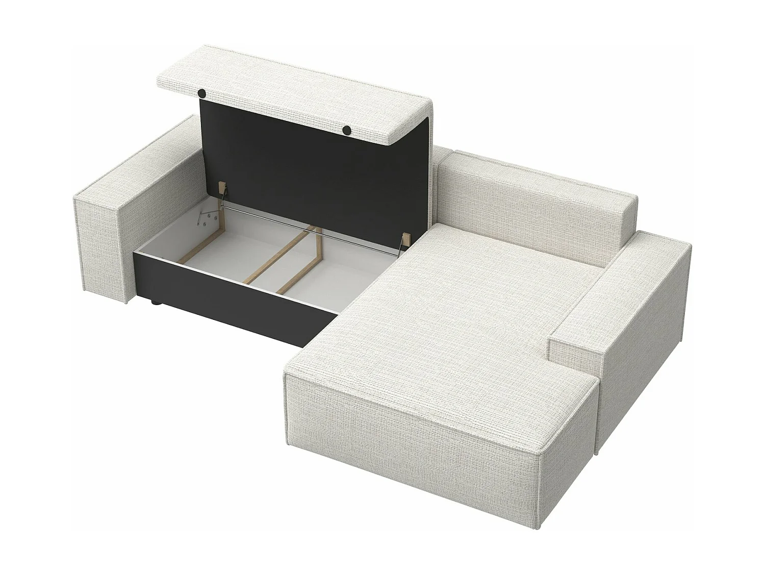 L-vormige hoekbank met slaapfunctie - chenillestof - lichtbeige - rechterkant - FARESE NIEUW