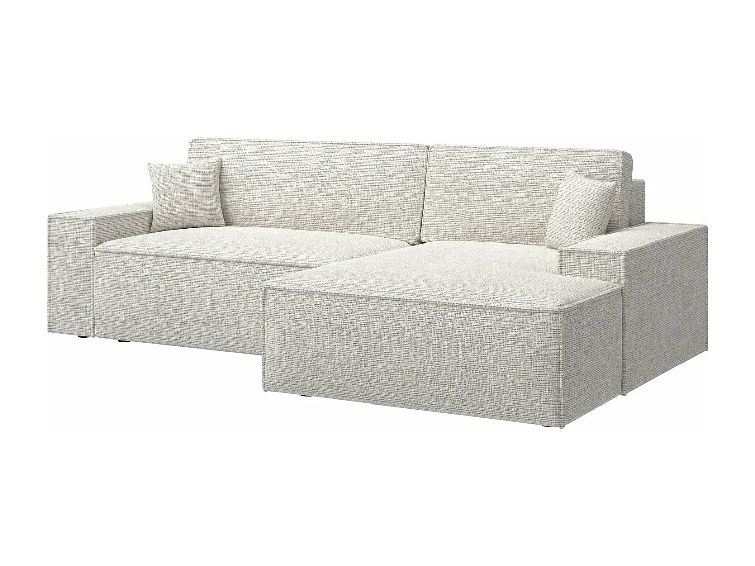 L-vormige hoekbank met slaapfunctie - chenillestof - lichtbeige - rechterkant - FARESE NIEUW