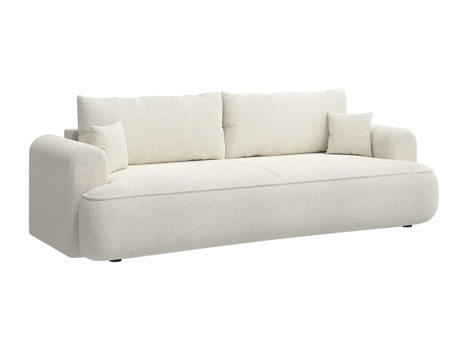 3-Sitzer Schlafsofa mit Bettkasten - Chenille-Bezug in Creme - OVO