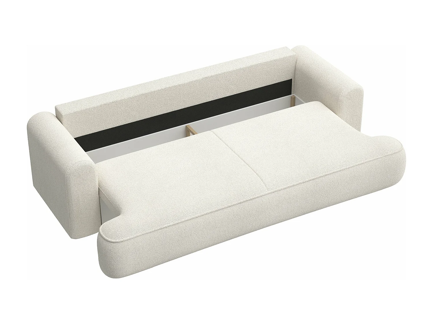 3-Sitzer Schlafsofa mit Bettkasten - Chenille-Bezug in Creme - OVO