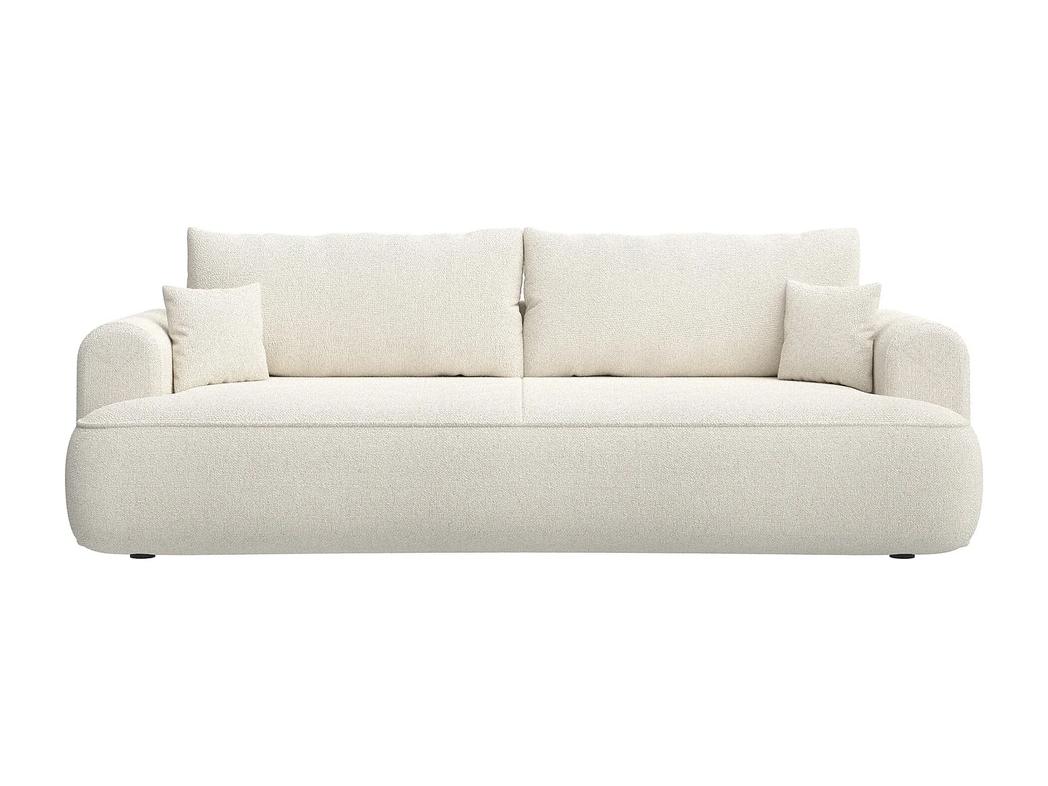 3-Sitzer Schlafsofa mit Bettkasten - Chenille-Bezug in Creme - OVO