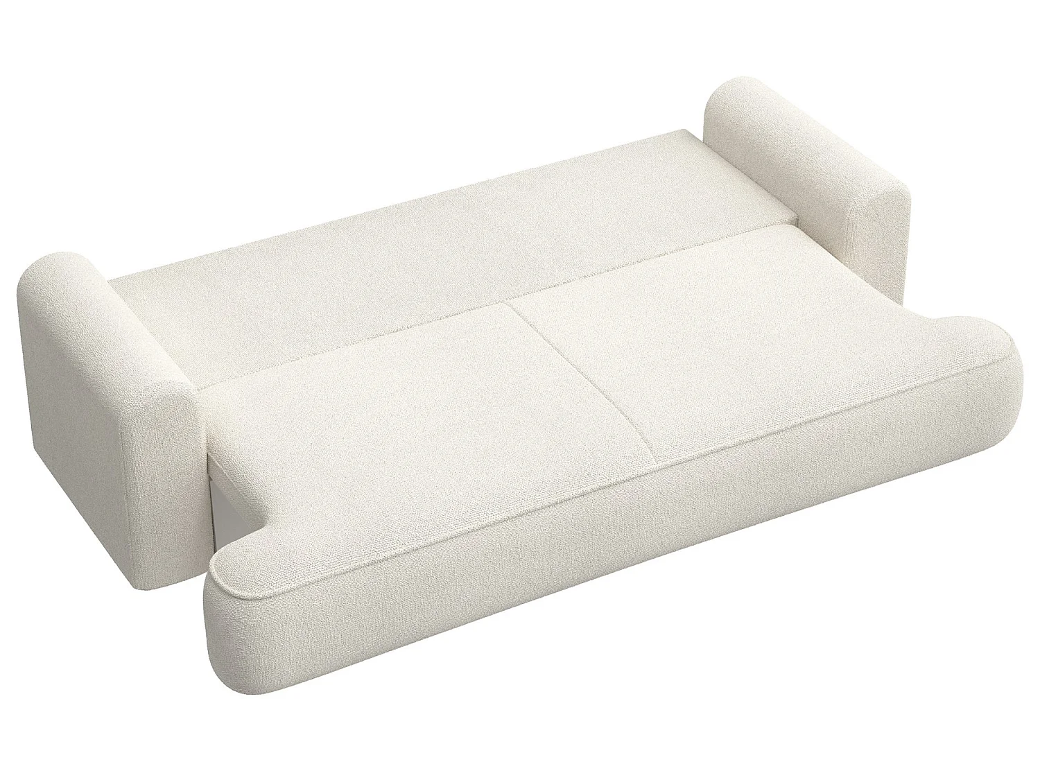 3-Sitzer Schlafsofa mit Bettkasten - Chenille-Bezug in Creme - OVO
