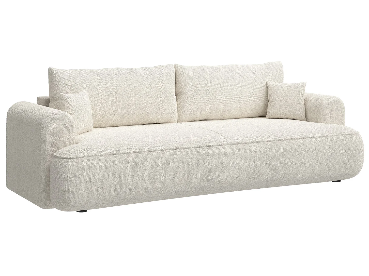 3-Sitzer Schlafsofa mit Bettkasten - Chenille-Bezug in Creme - OVO