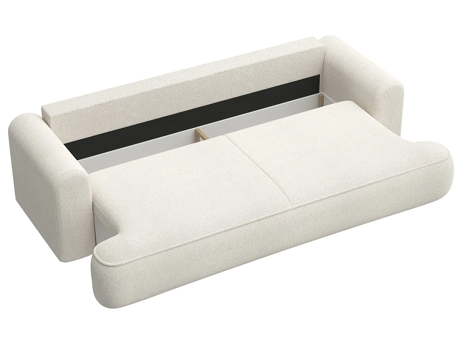 3-Sitzer Schlafsofa mit Bettkasten - Chenille-Bezug in Creme - OVO