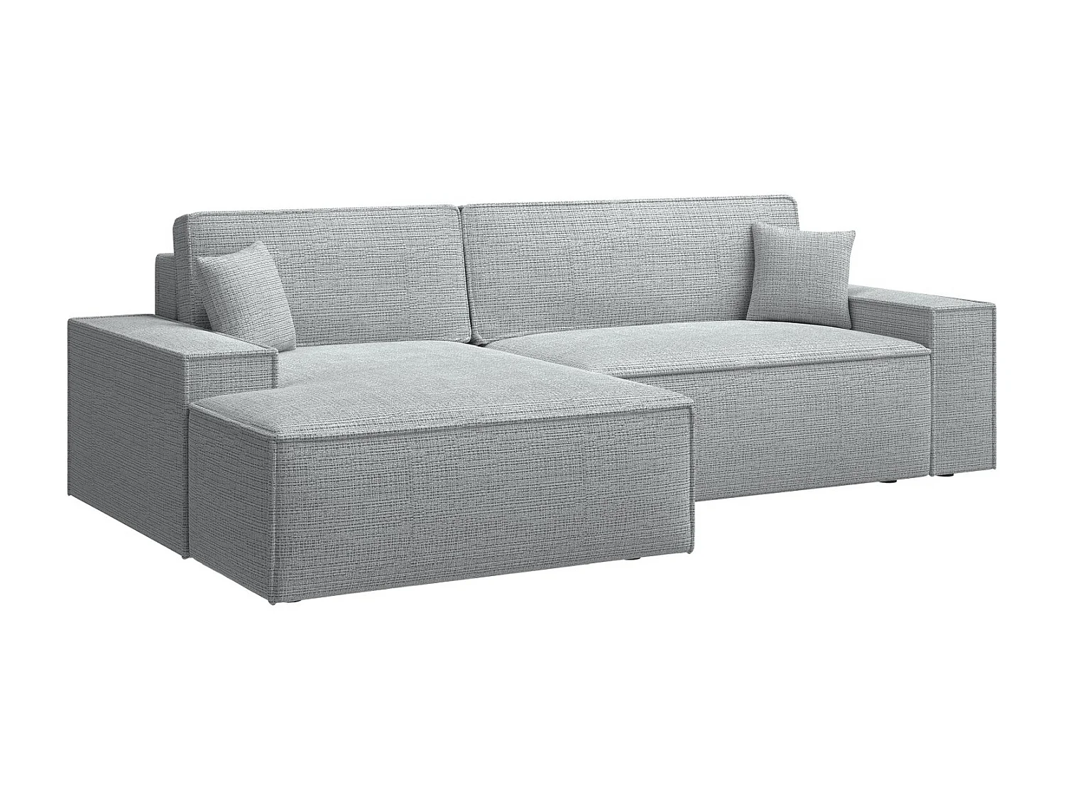 Canapé d'angle en forme de L avec fonction de couchage - tissu chenille - gris clair - côté gauche - FARESE NEW