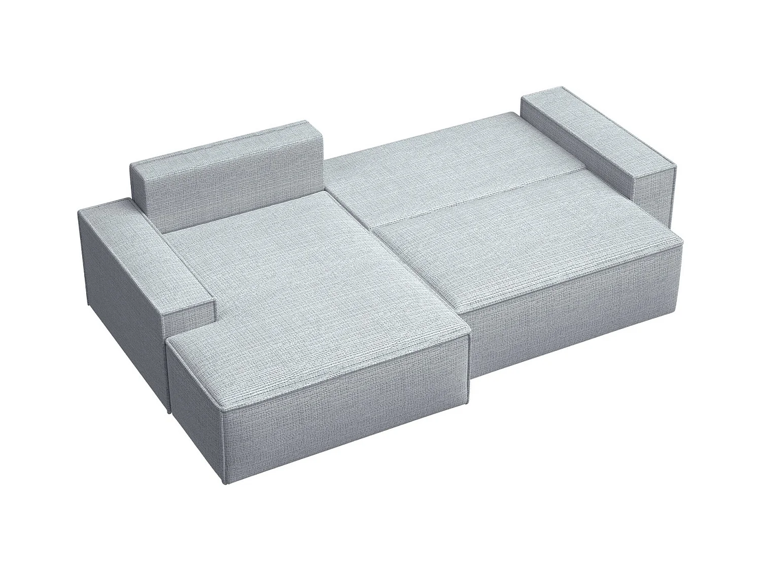 Canapé d'angle en forme de L avec fonction de couchage - tissu chenille - gris clair - côté gauche - FARESE NEW