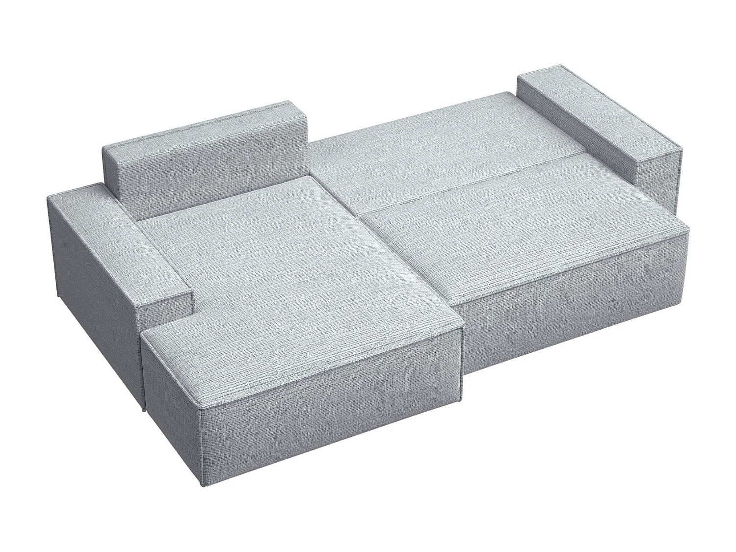 Canapé d'angle en forme de L avec fonction de couchage - tissu chenille - gris clair - côté gauche - FARESE NEW