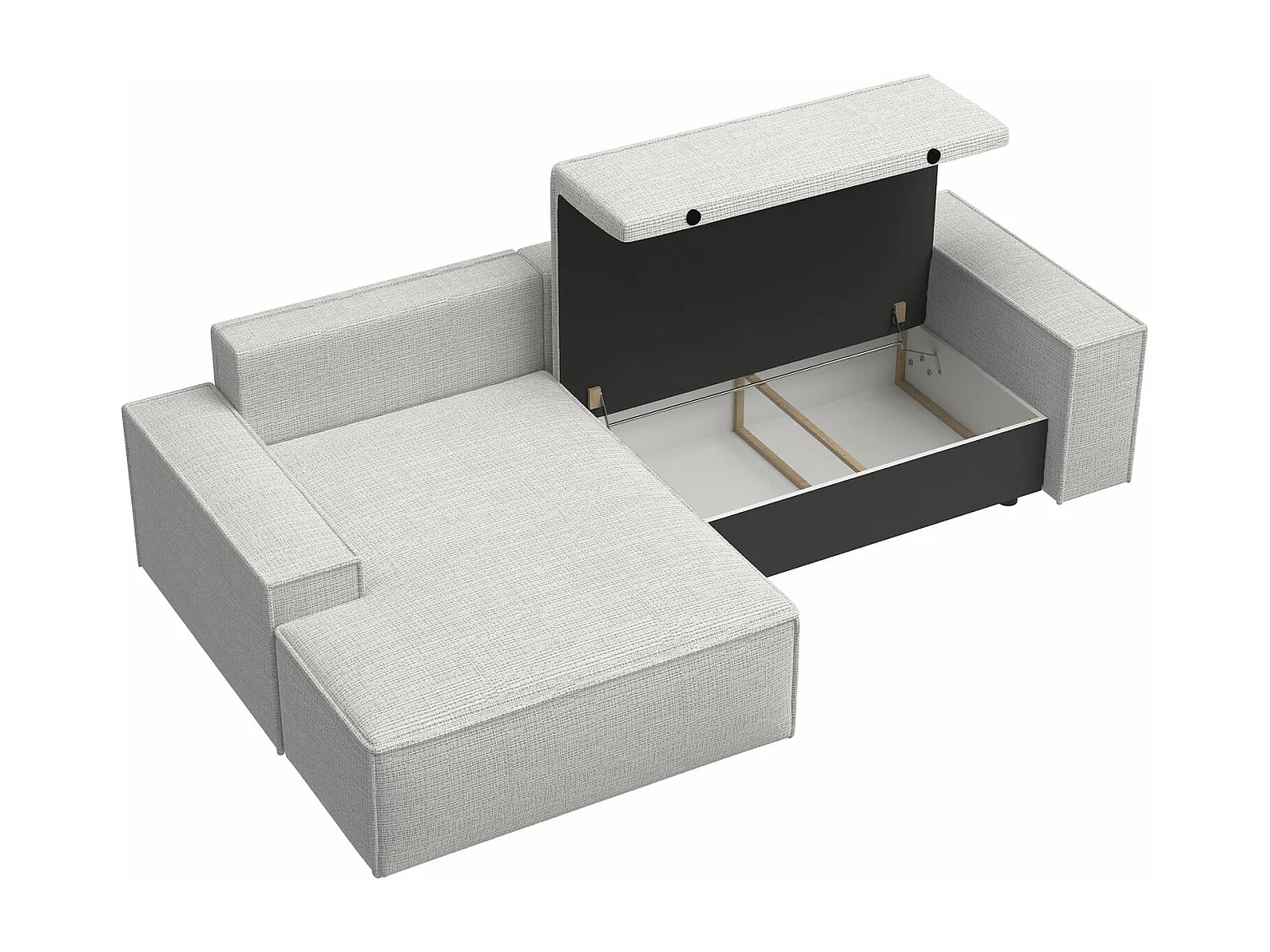 Canapé d'angle en forme de L avec fonction de couchage - tissu chenille - beige-gris - côté gauche - FARESE NEW