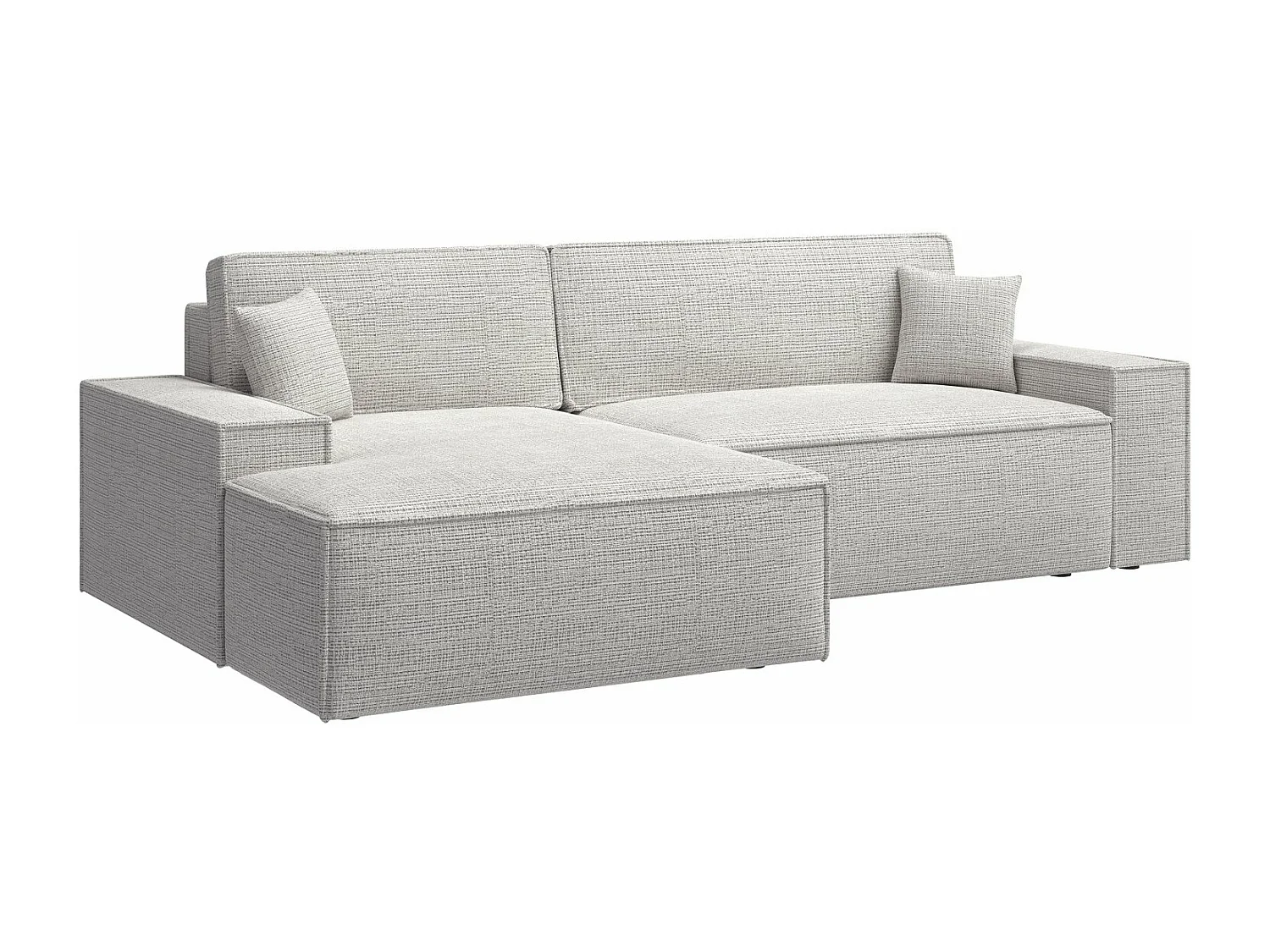 Canapé d'angle en forme de L avec fonction de couchage - tissu chenille - beige-gris - côté gauche - FARESE NEW