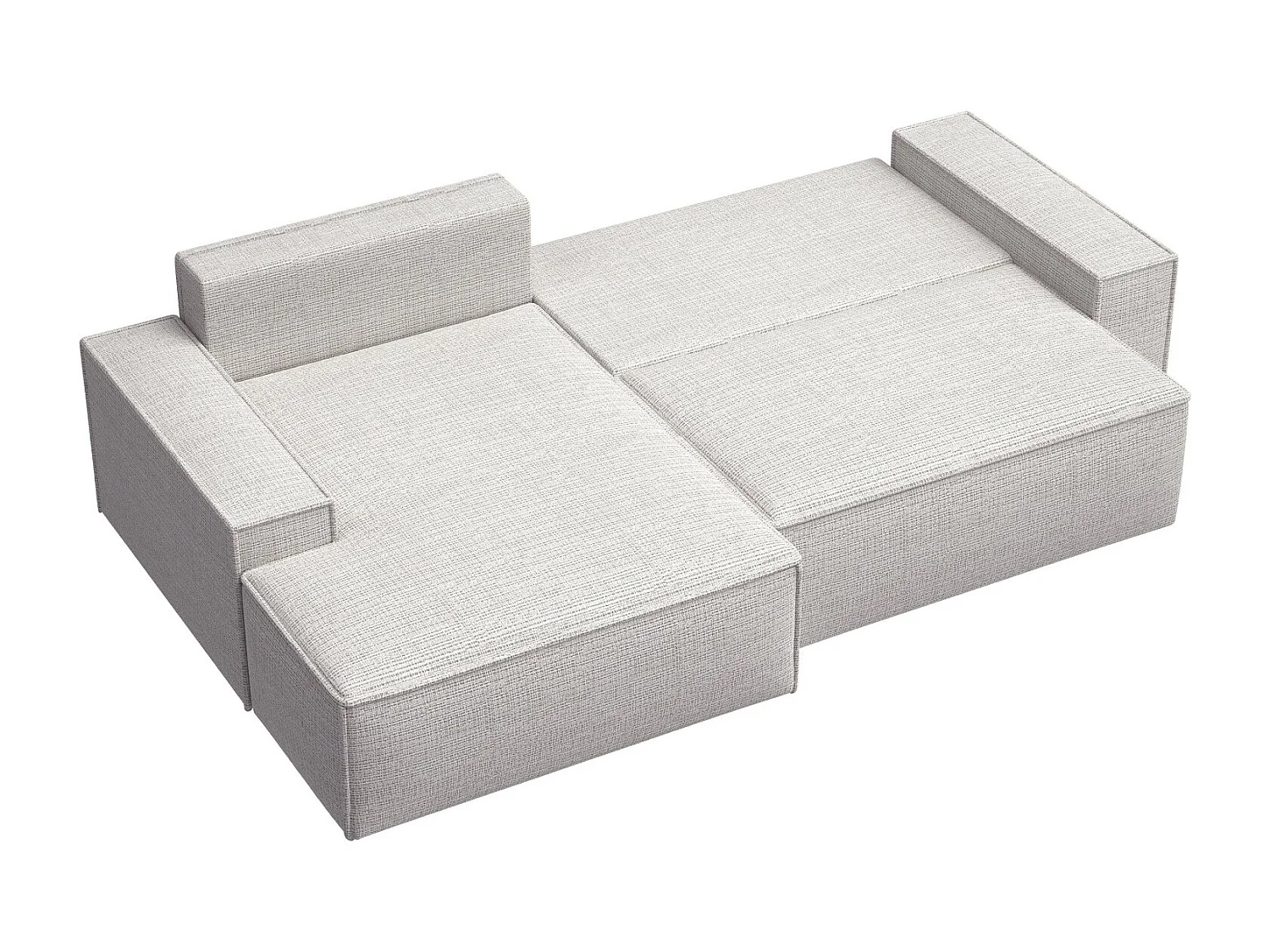 Canapé d'angle en forme de L avec fonction de couchage - tissu chenille - beige-gris - côté gauche - FARESE NEW