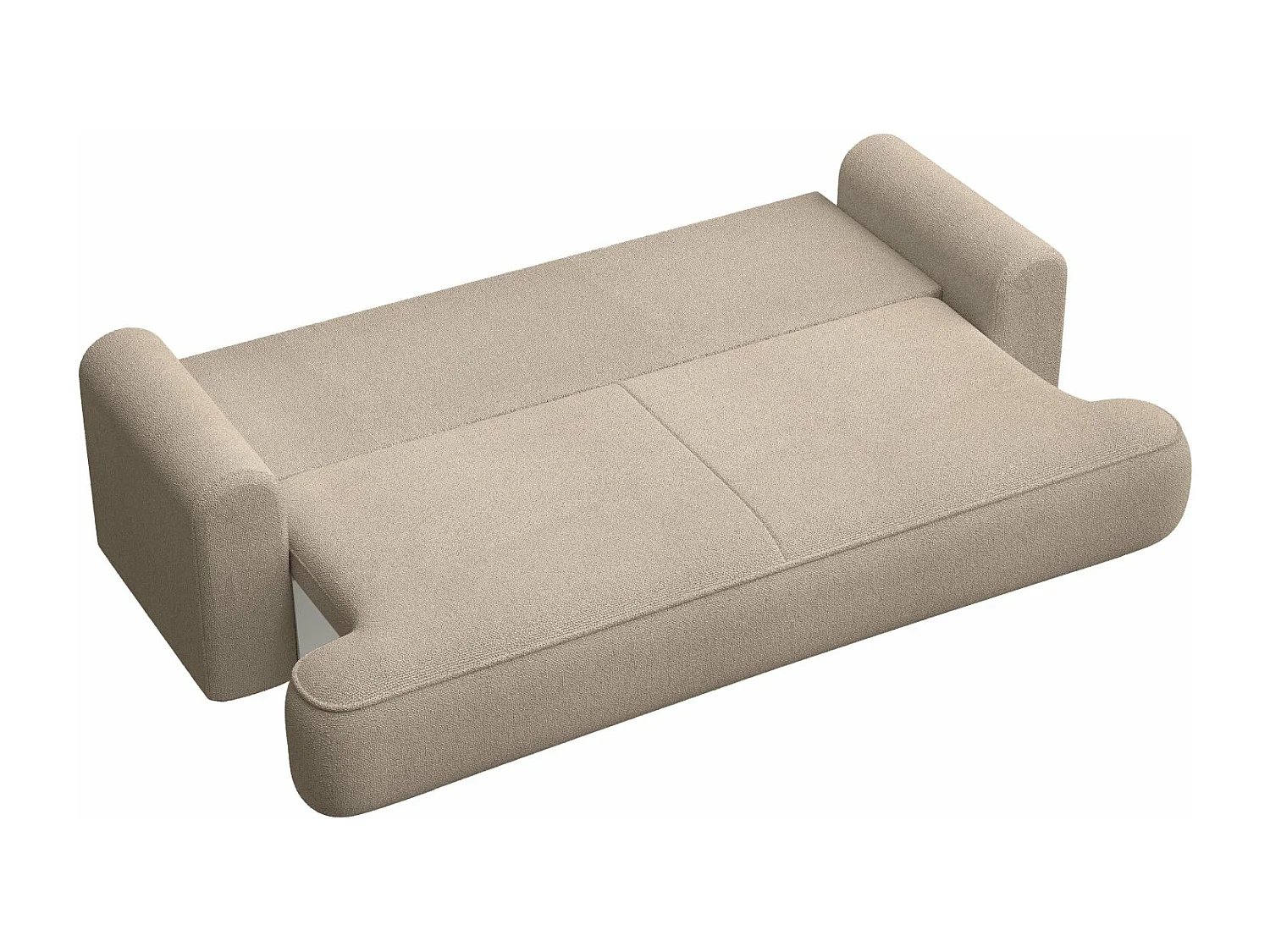 Canapé convertible trois places - tissu chenille beige - OVO