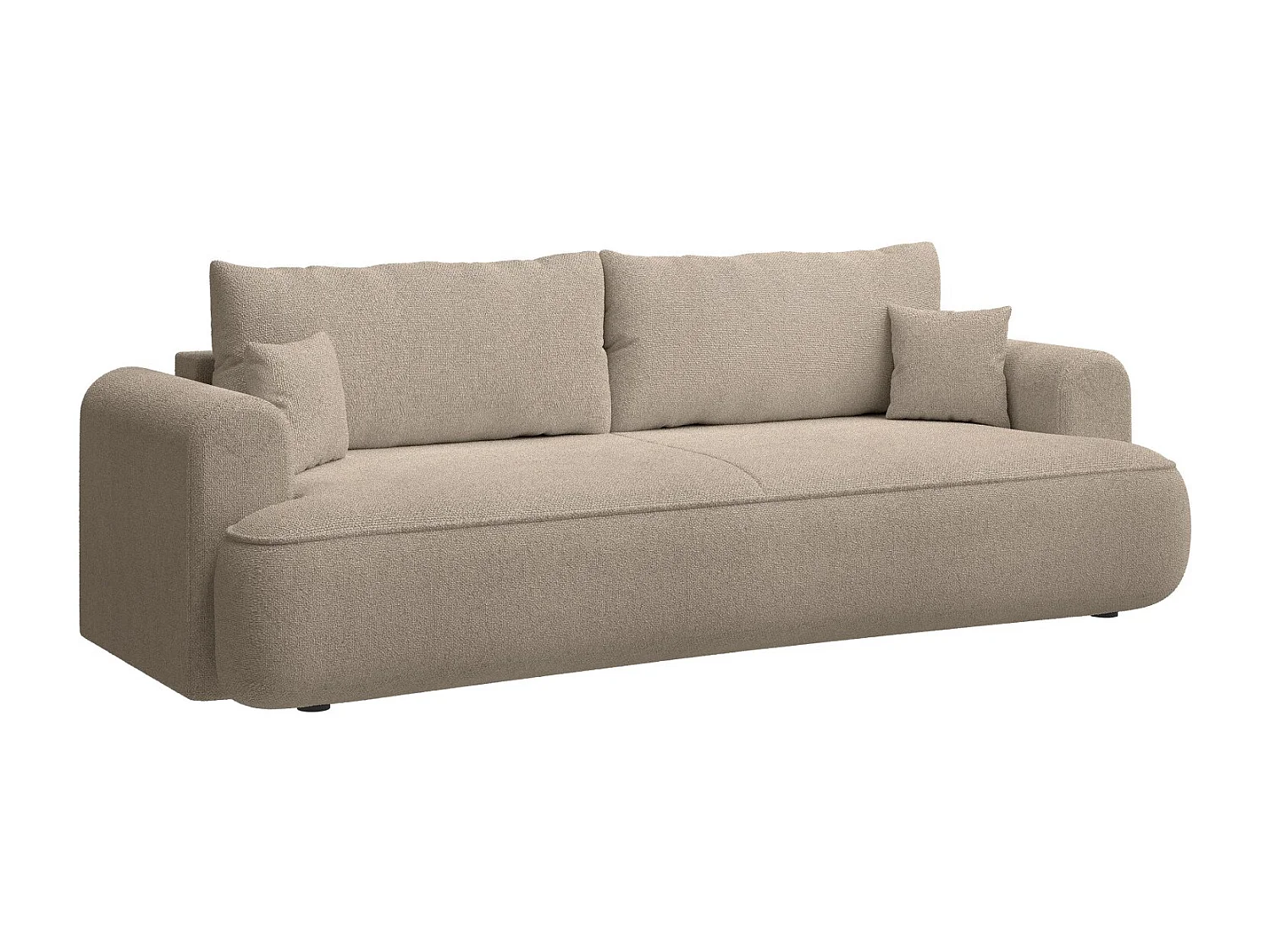 Canapé convertible trois places - tissu chenille beige - OVO