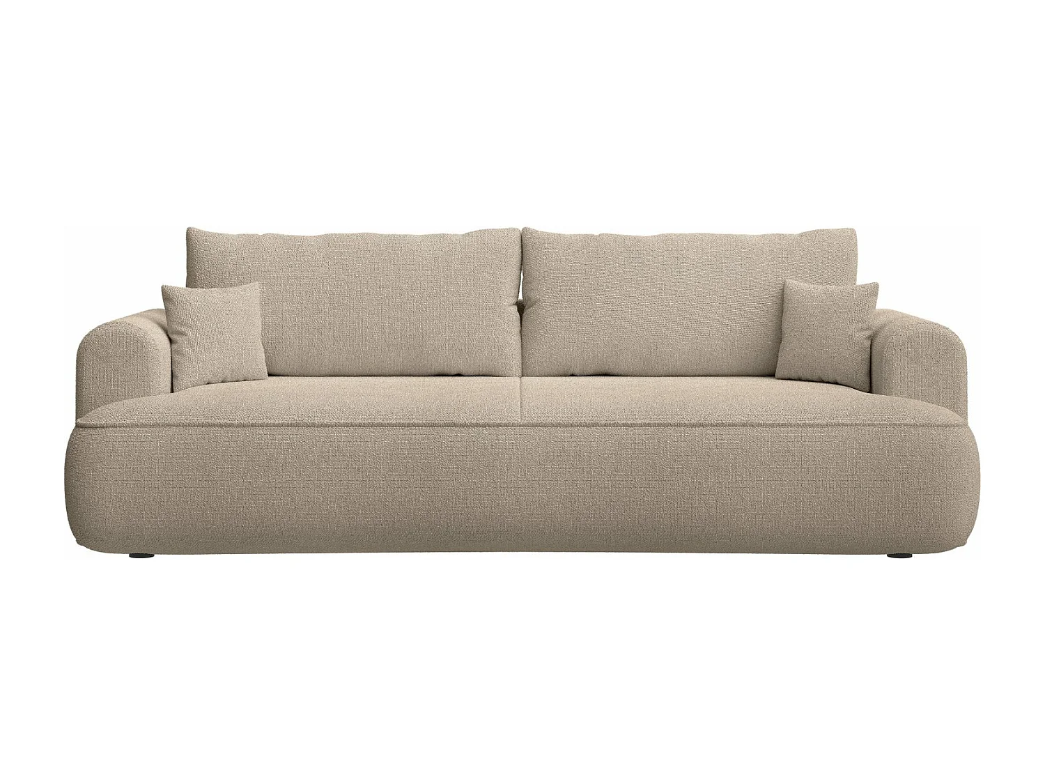 3-Sitzer Schlafsofa mit Bettkasten - Chenille-Bezug in Beige - OVO