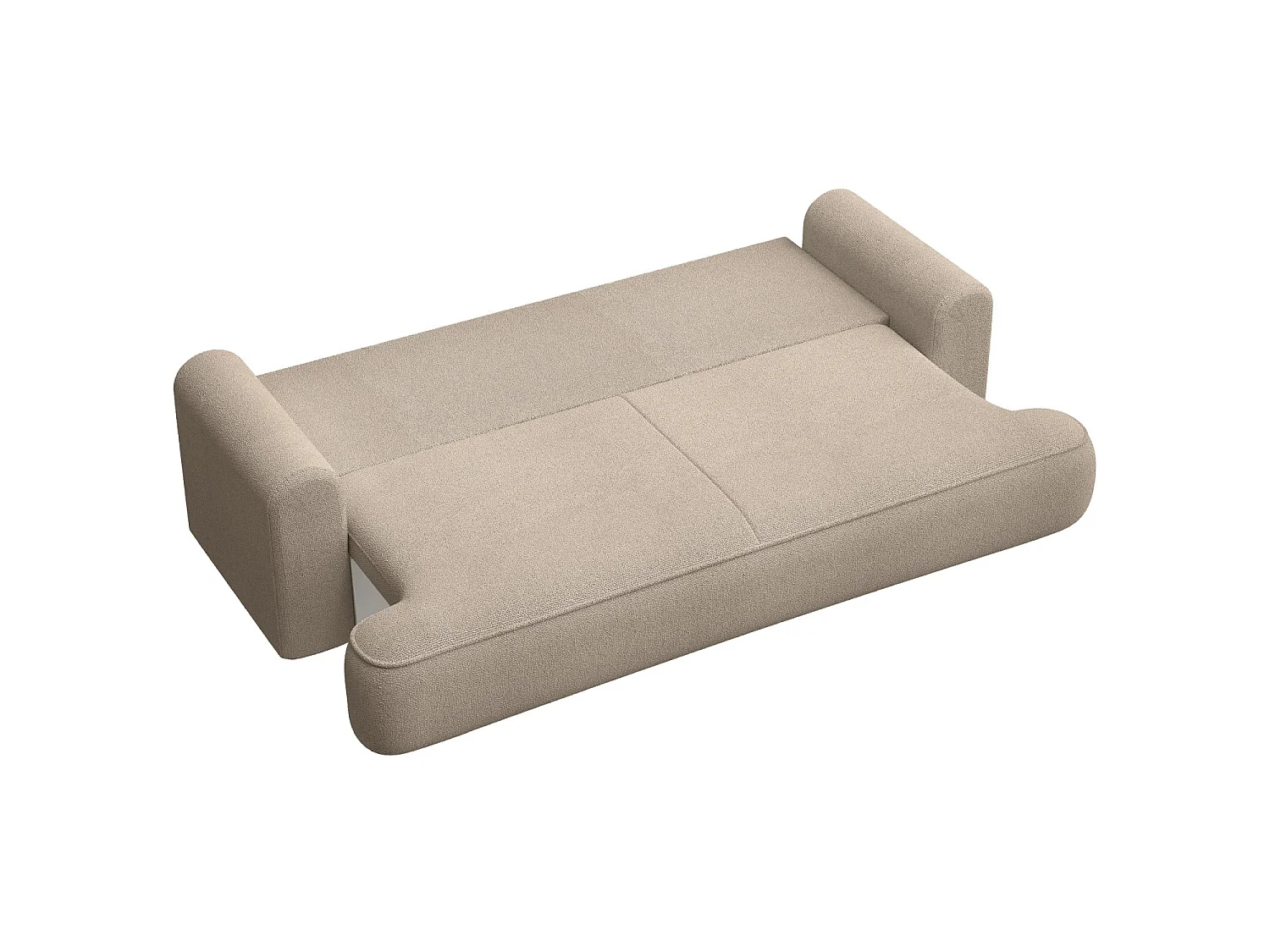Canapé convertible trois places - tissu chenille beige - OVO