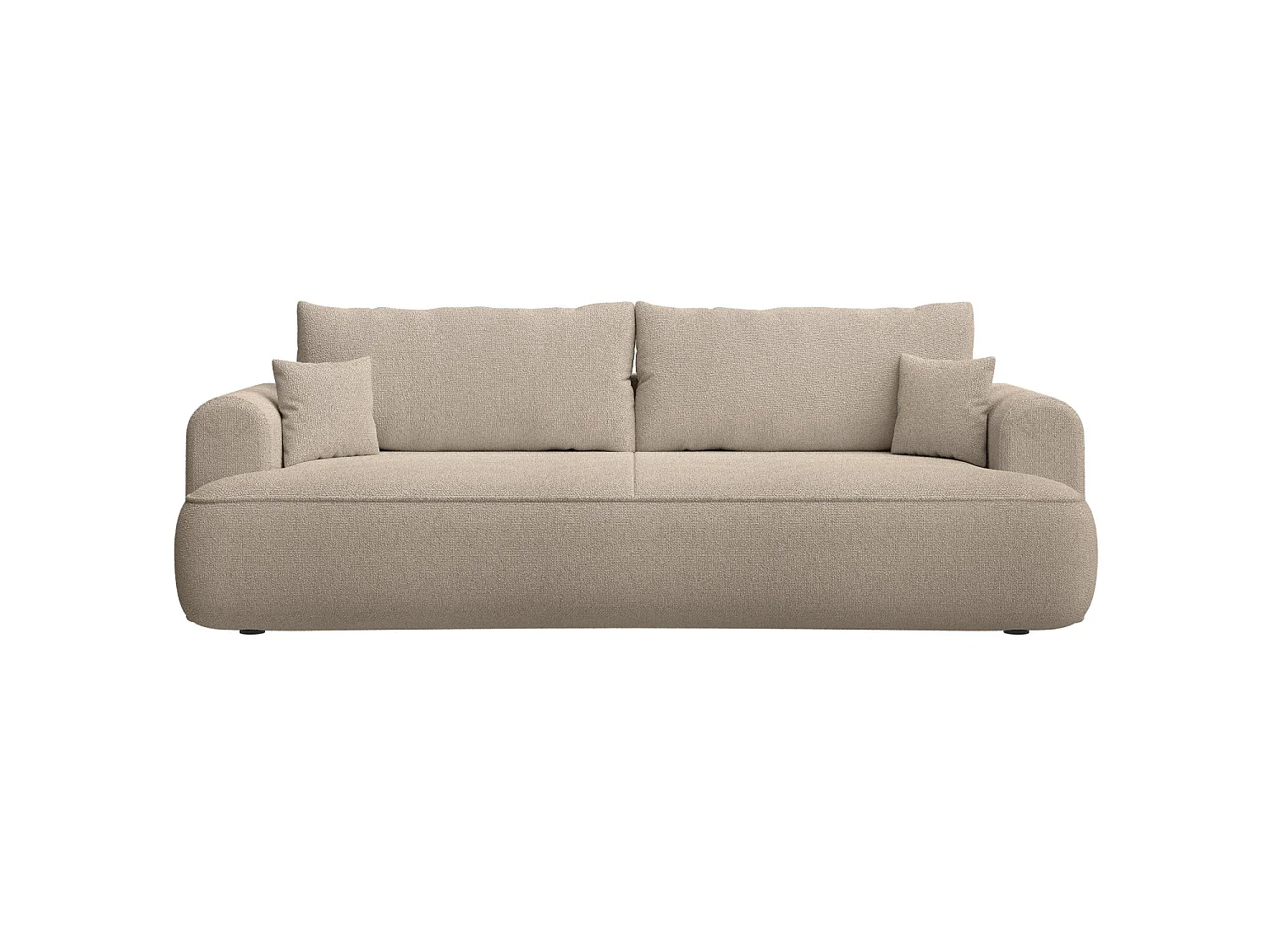 Canapé convertible trois places - tissu chenille beige - OVO