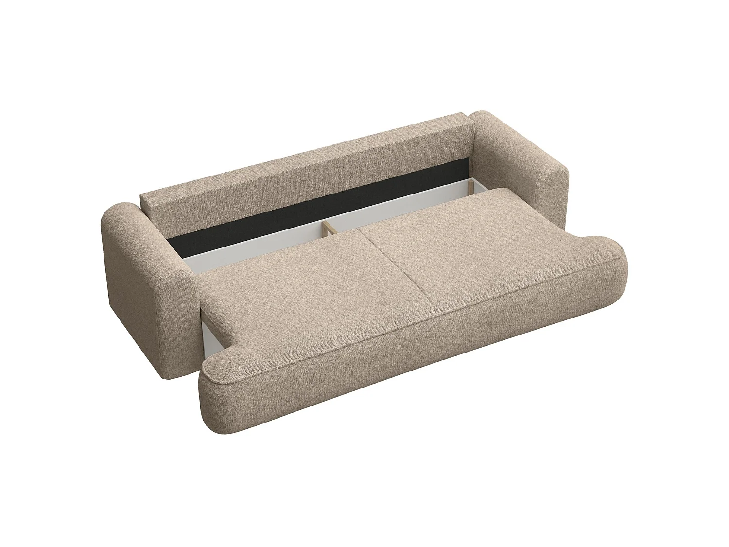 Canapé convertible trois places - tissu chenille beige - OVO