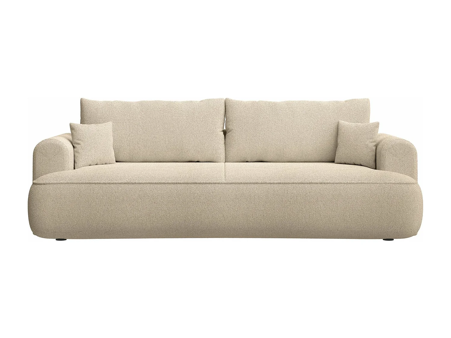 Canapé convertible trois places - tissu chenille beige clair - OVO