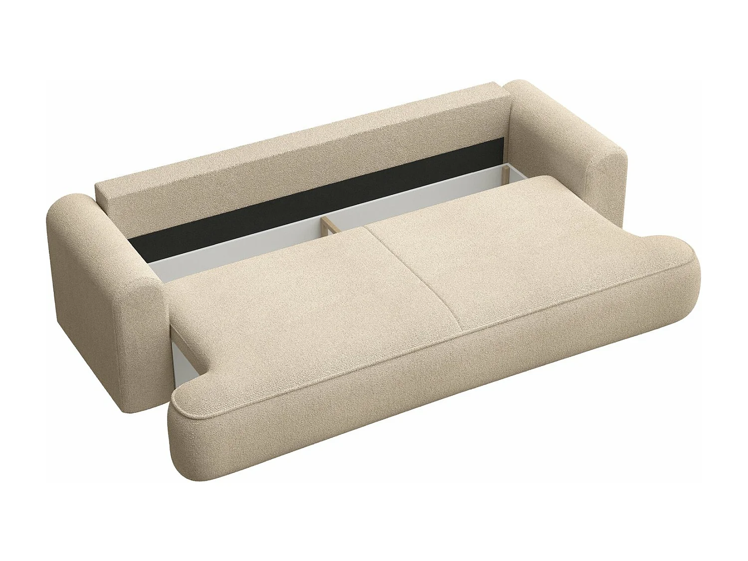 Canapé convertible trois places - tissu chenille beige clair - OVO