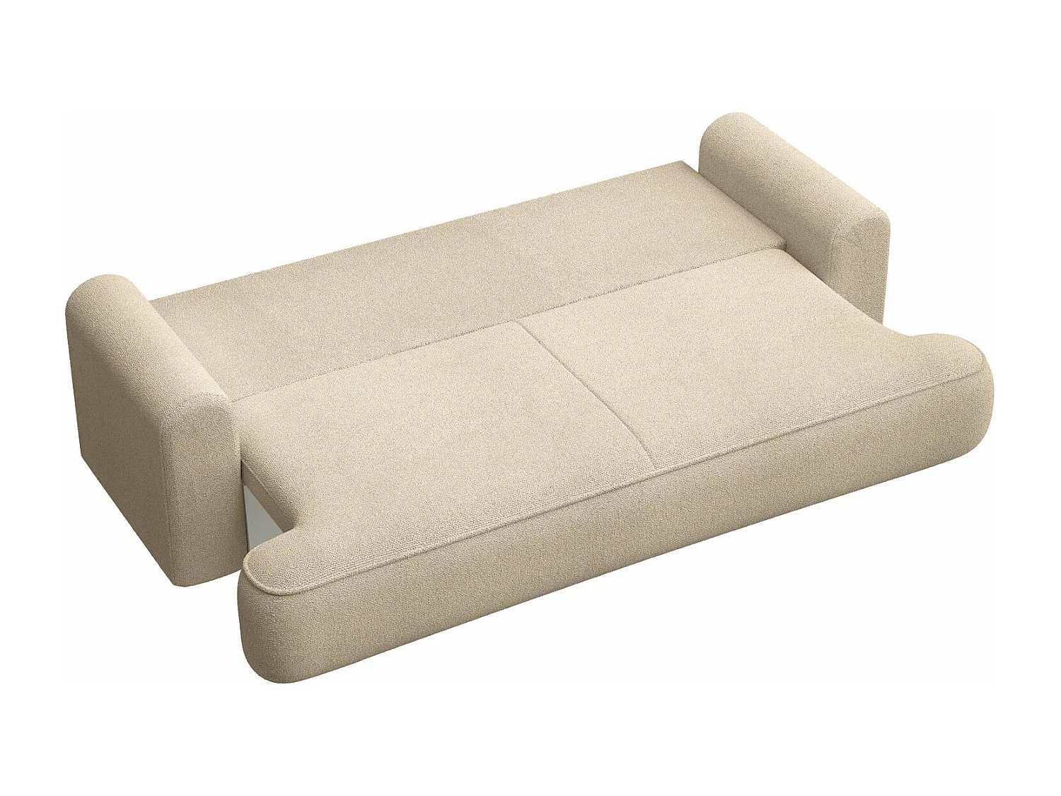 3-Sitzer Schlafsofa mit Bettkasten - Chenille-Bezug in Hellbeige - OVO