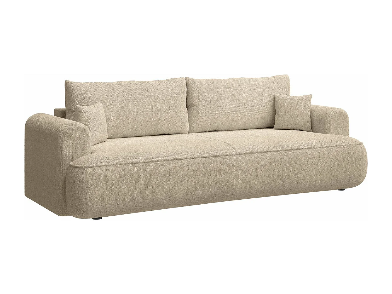 3-Sitzer Schlafsofa mit Bettkasten - Chenille-Bezug in Hellbeige - OVO