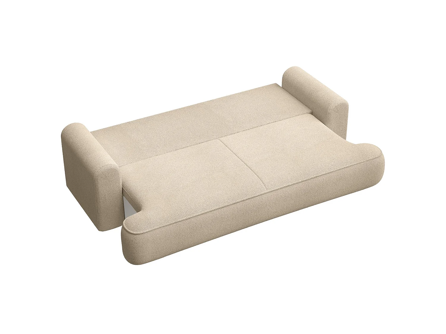 Canapé convertible trois places - tissu chenille beige clair - OVO