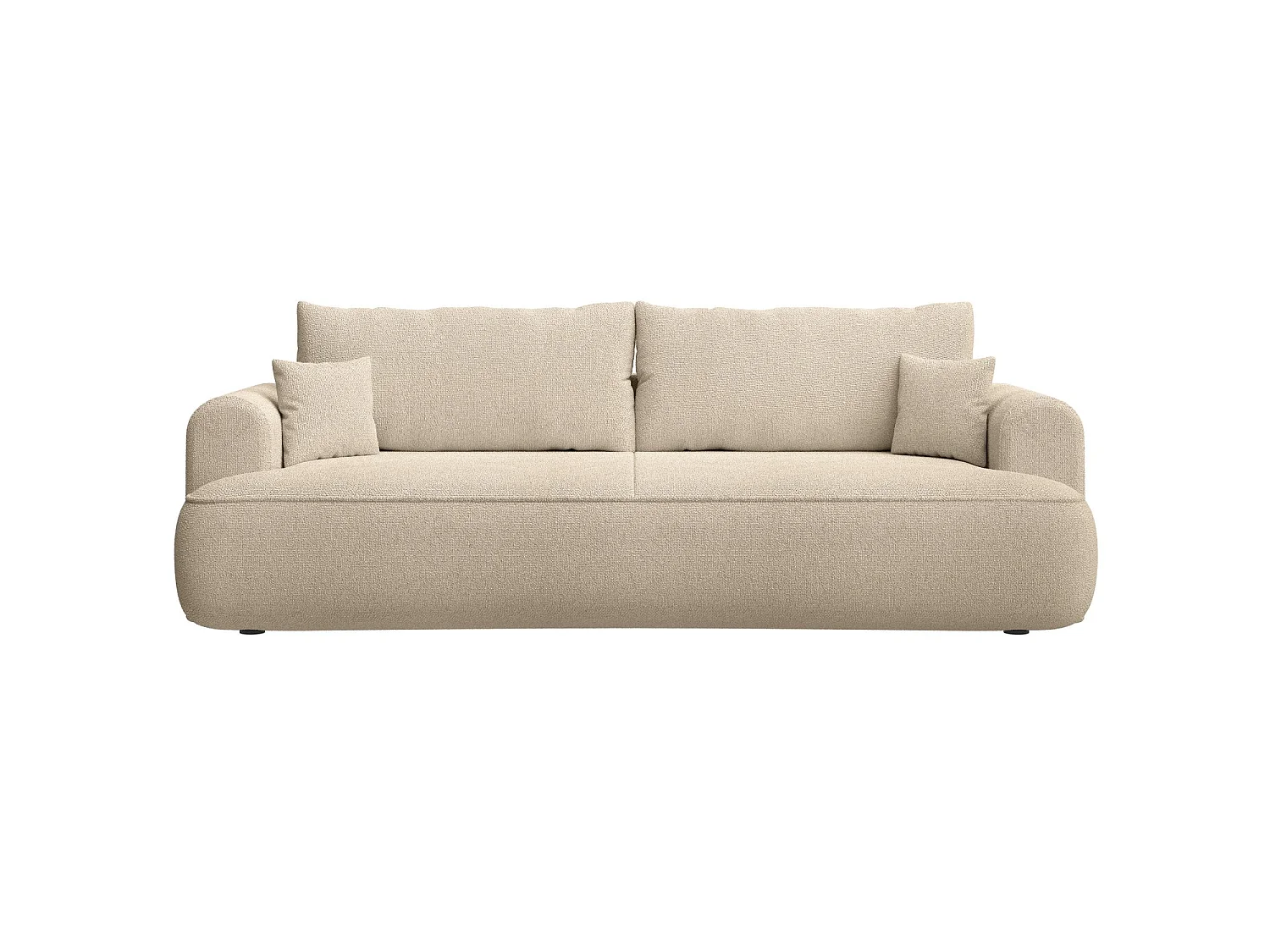 Canapé convertible trois places - tissu chenille beige clair - OVO