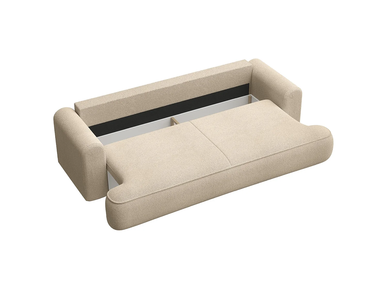 Canapé convertible trois places - tissu chenille beige clair - OVO
